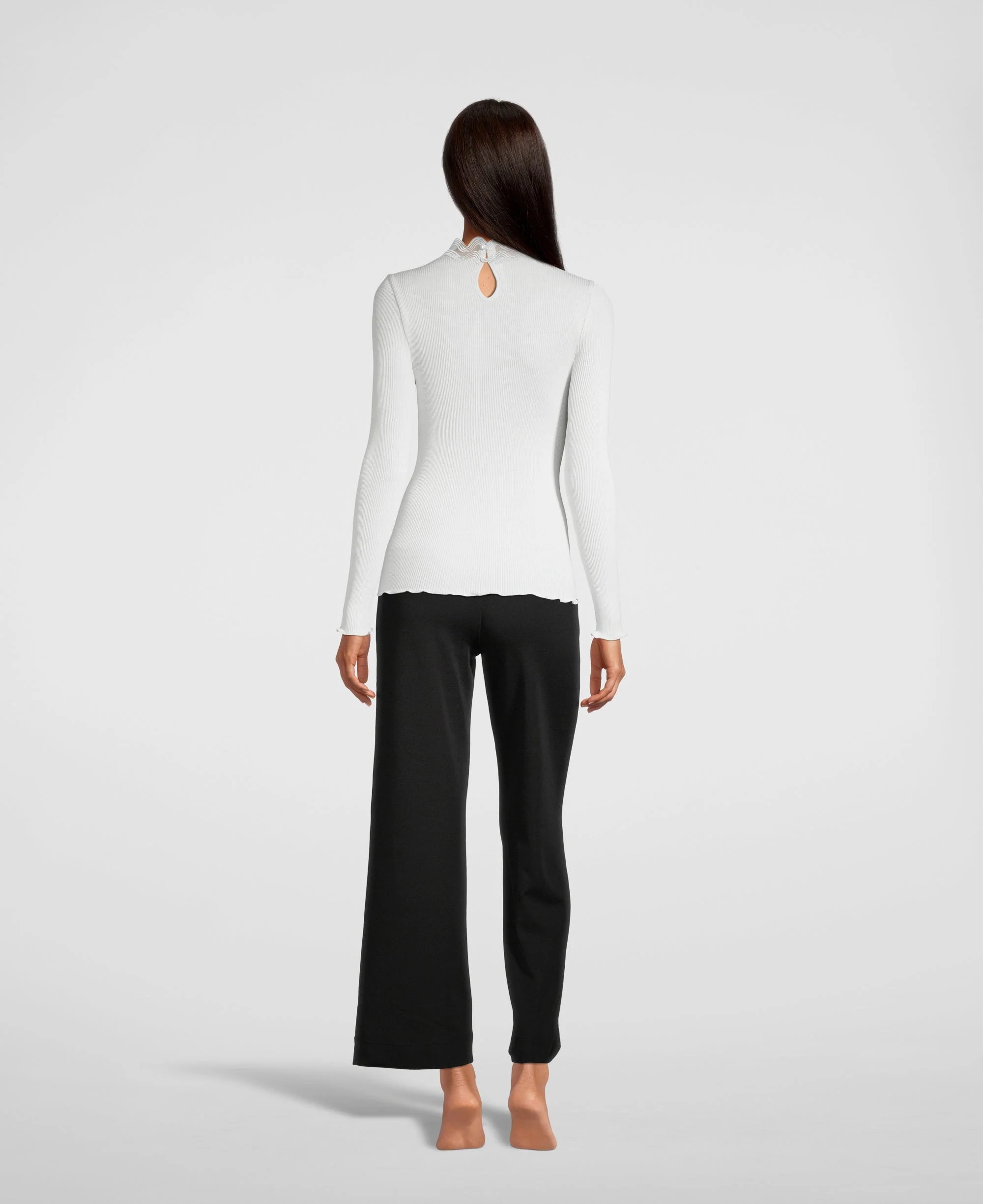 Longsleeve shirt in wool and silk with carré and plumetis motif 6657 - Image 2