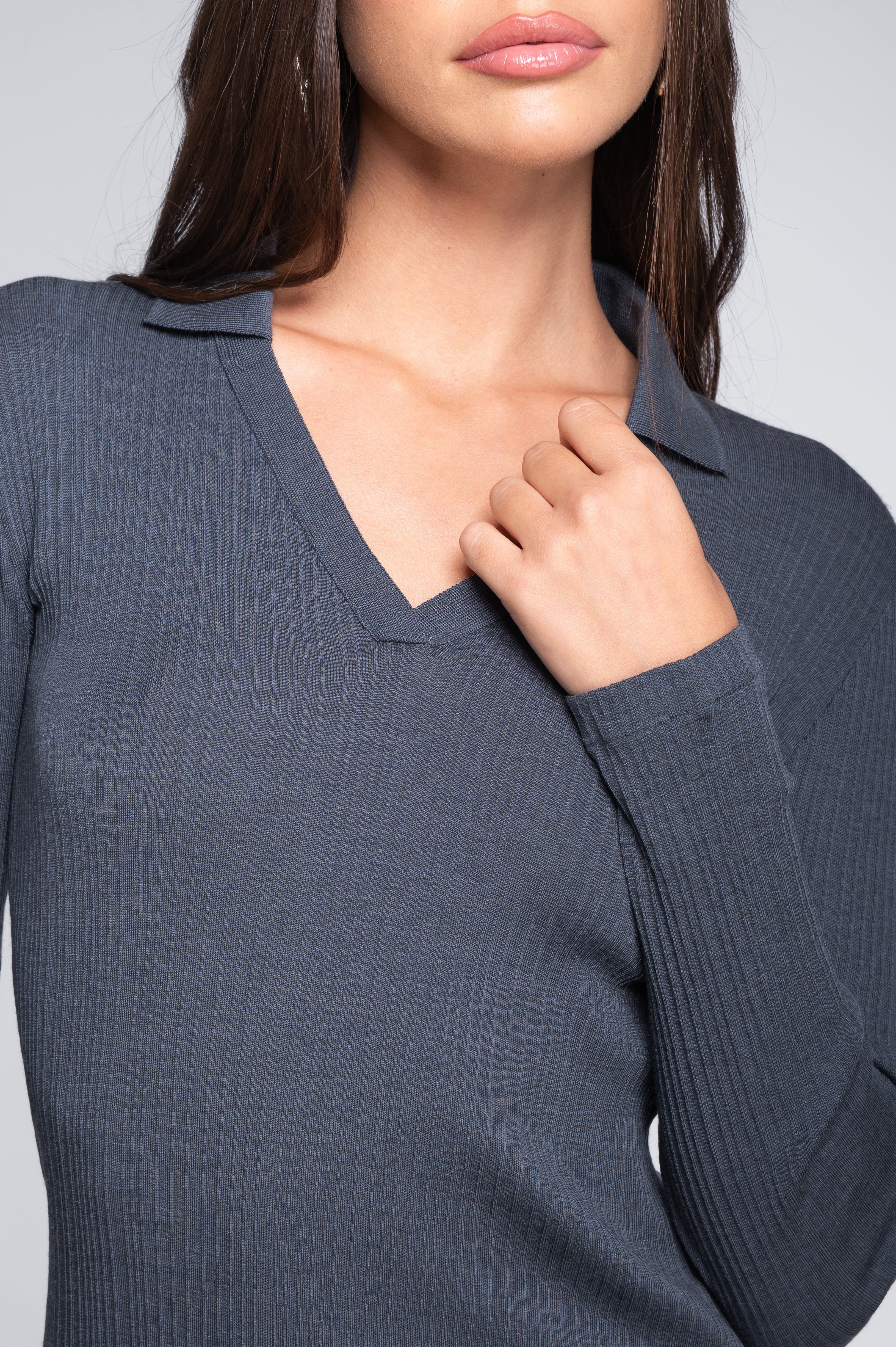 Wool and silk long sleeves polo shirt 7460 - Image 17