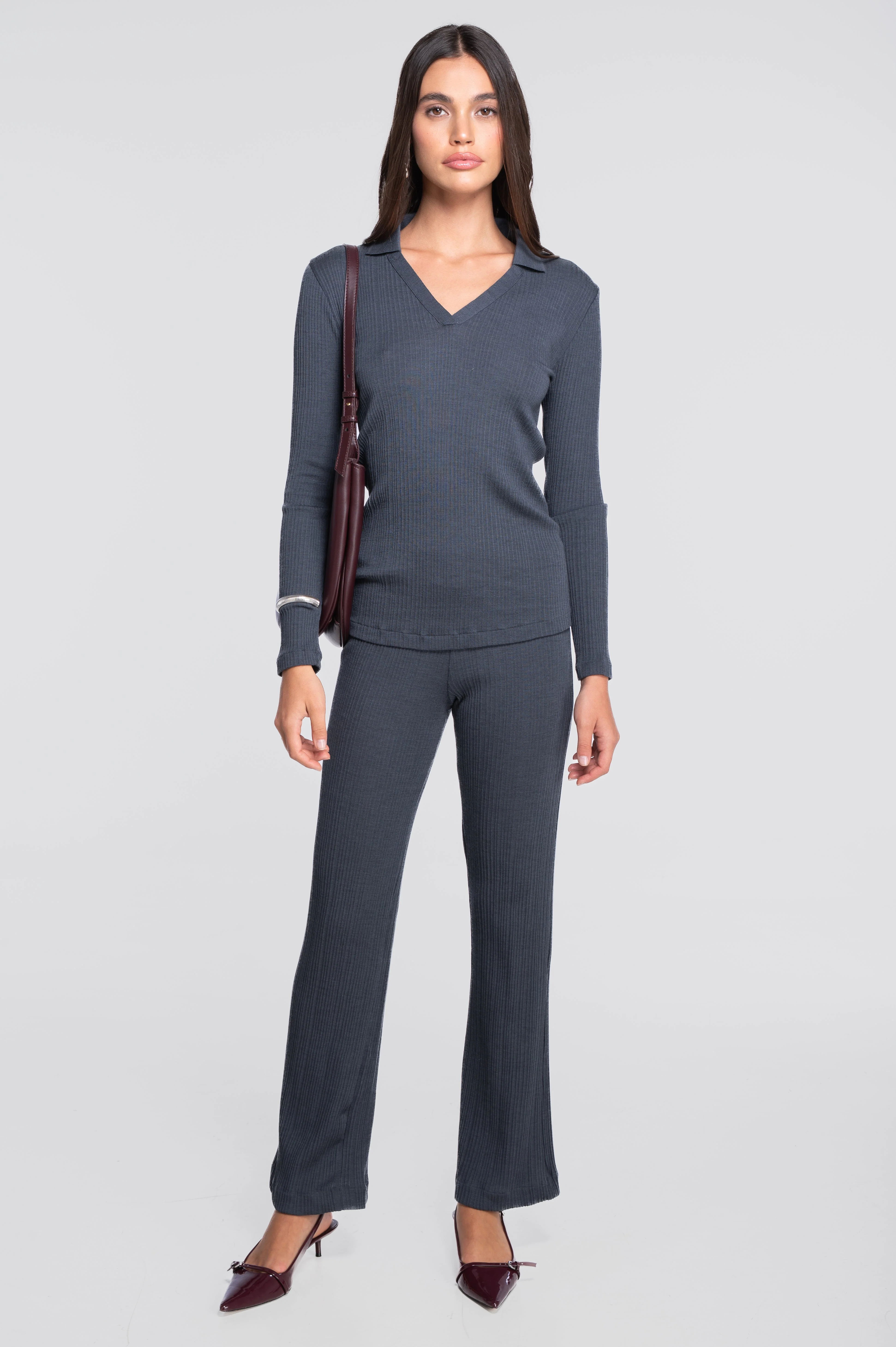 Wool and silk long sleeves polo shirt 7460 - Image 18