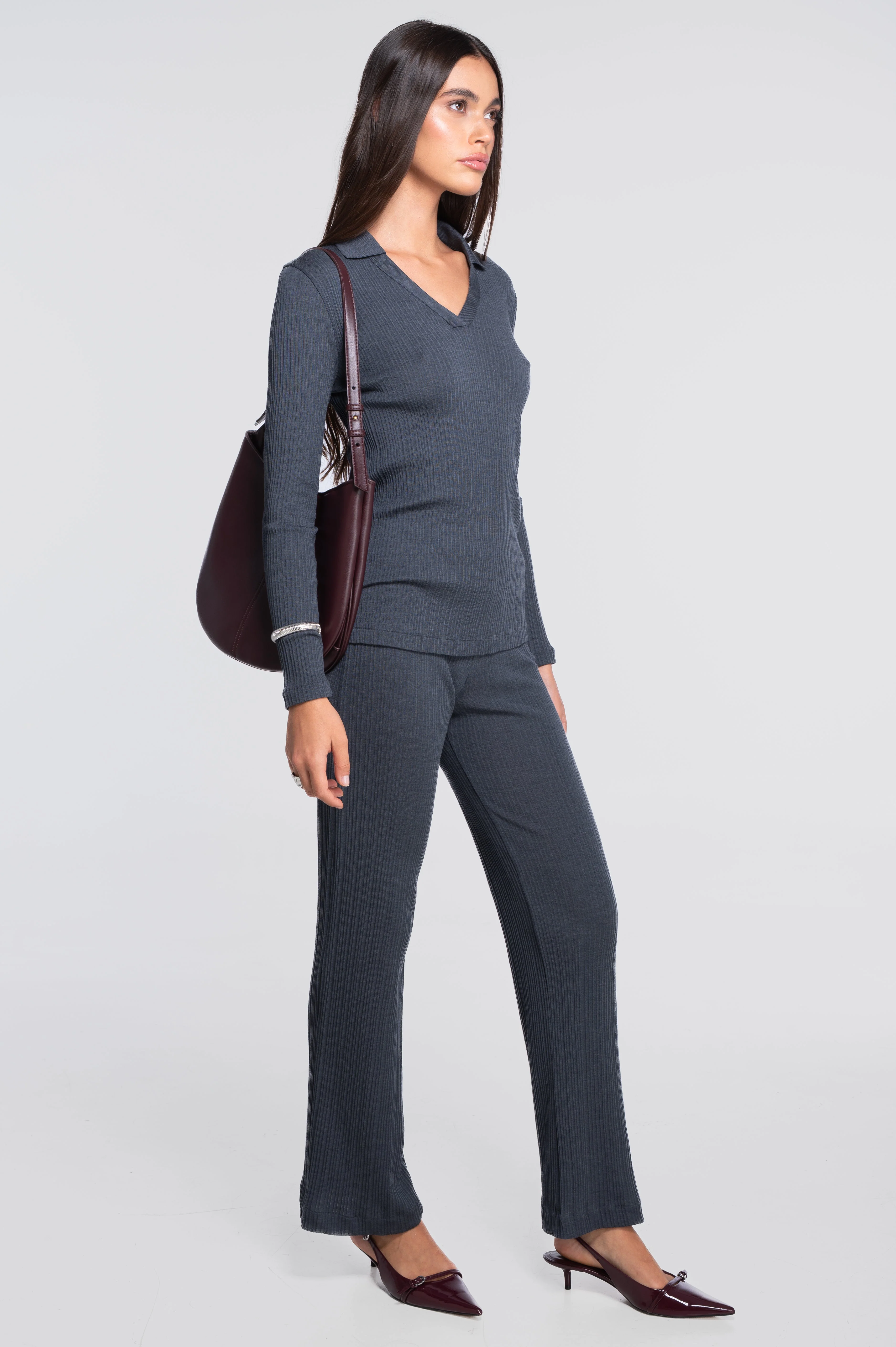Wool and silk long sleeves polo shirt 7460 - Image 19