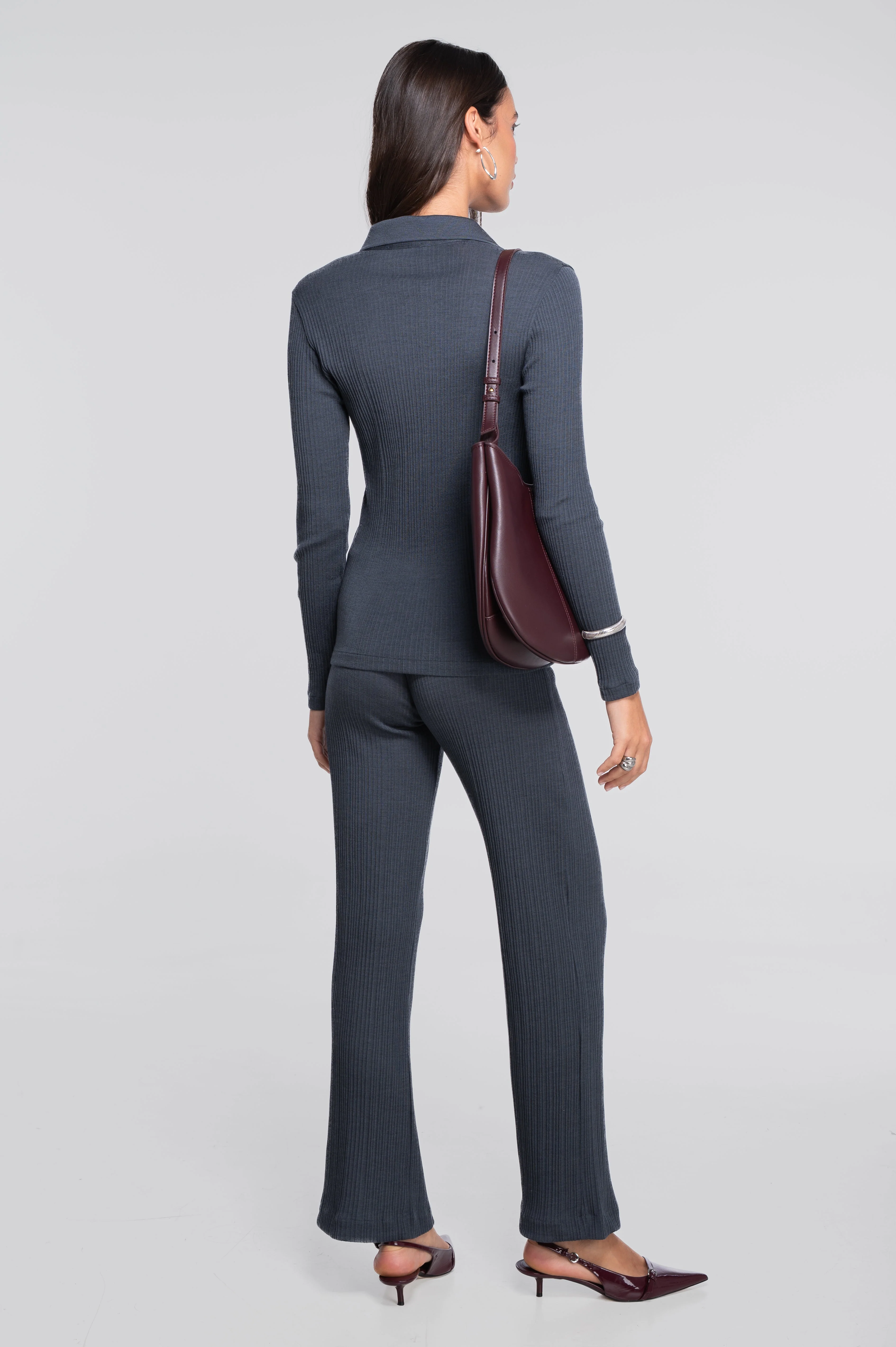 Wool and silk long sleeves polo shirt 7460 - Image 20