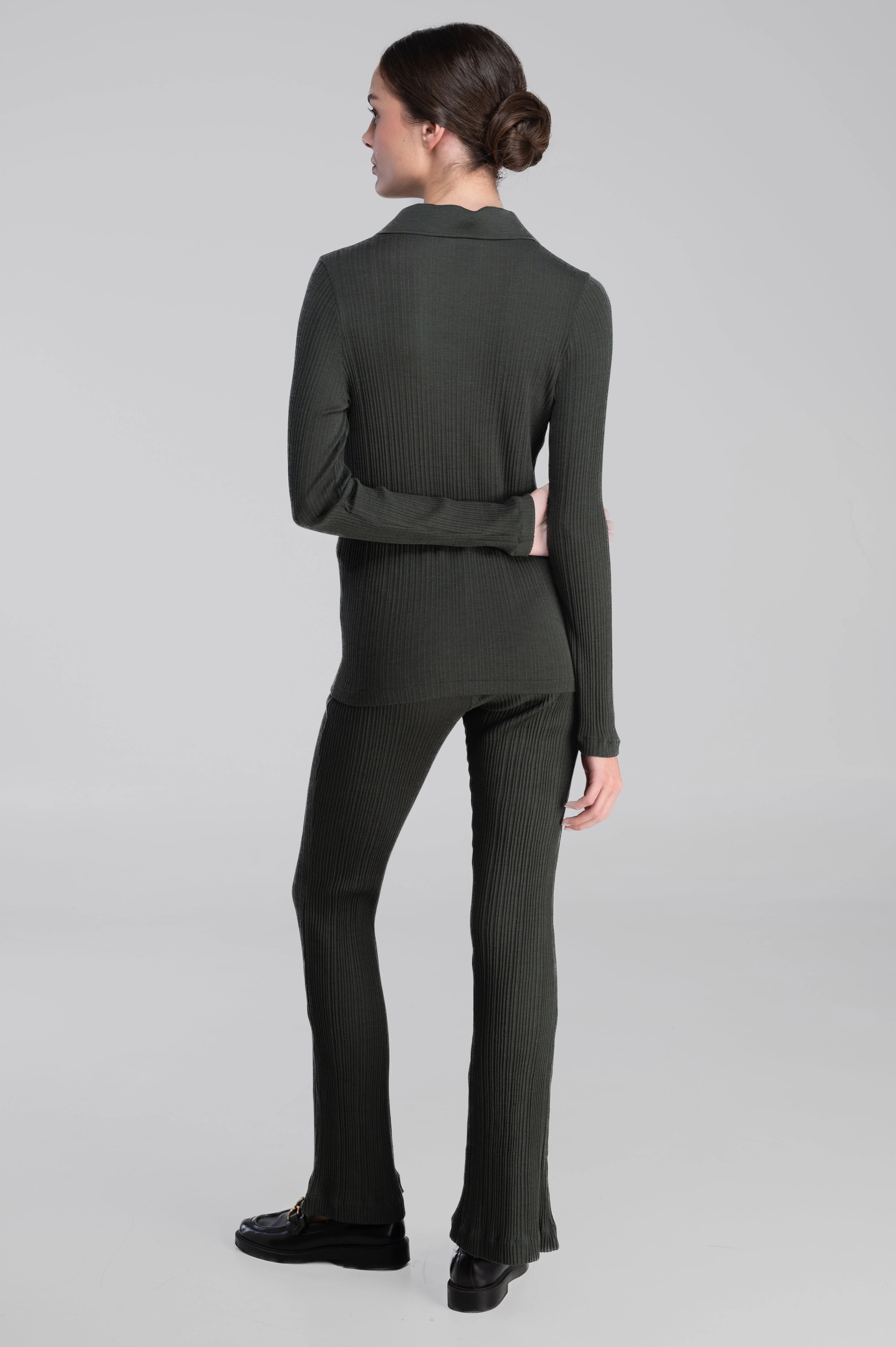 Wool and silk long sleeves polo shirt 7460 - Image 23