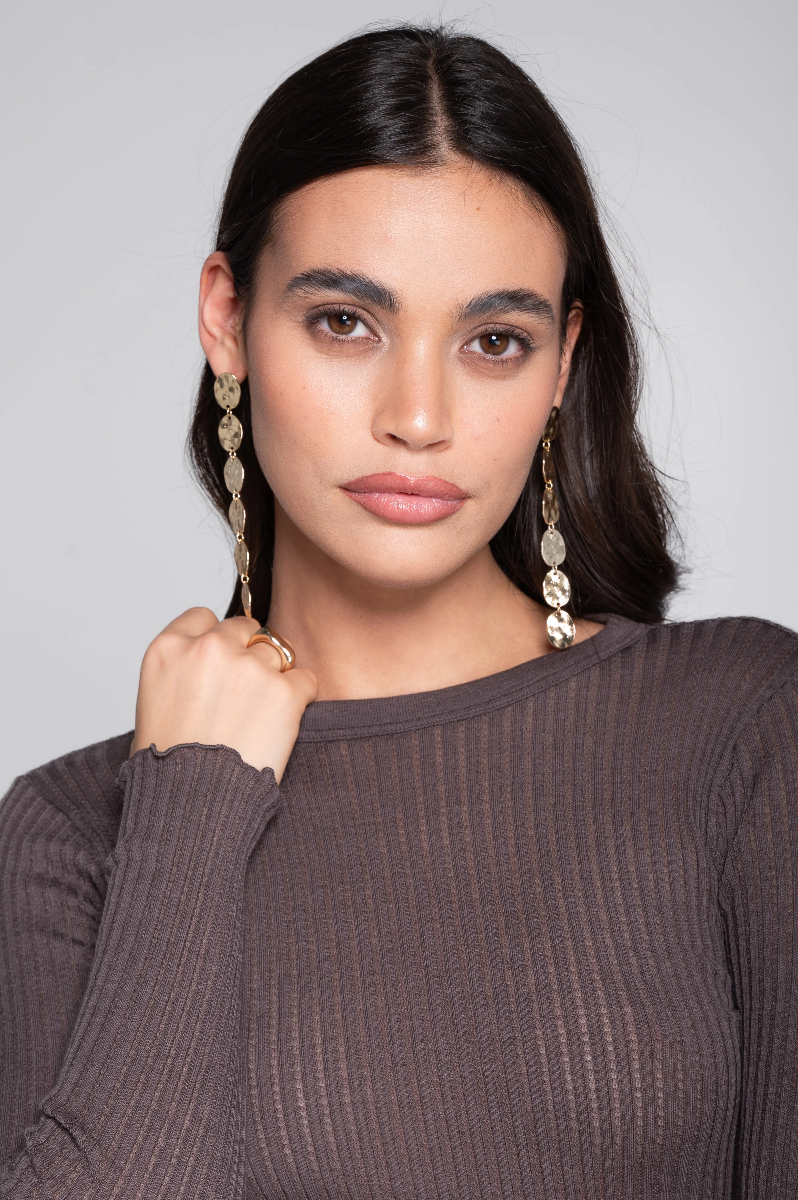Long sleeves round neck shirt in ajouré wool and silk 7496 - Image 10