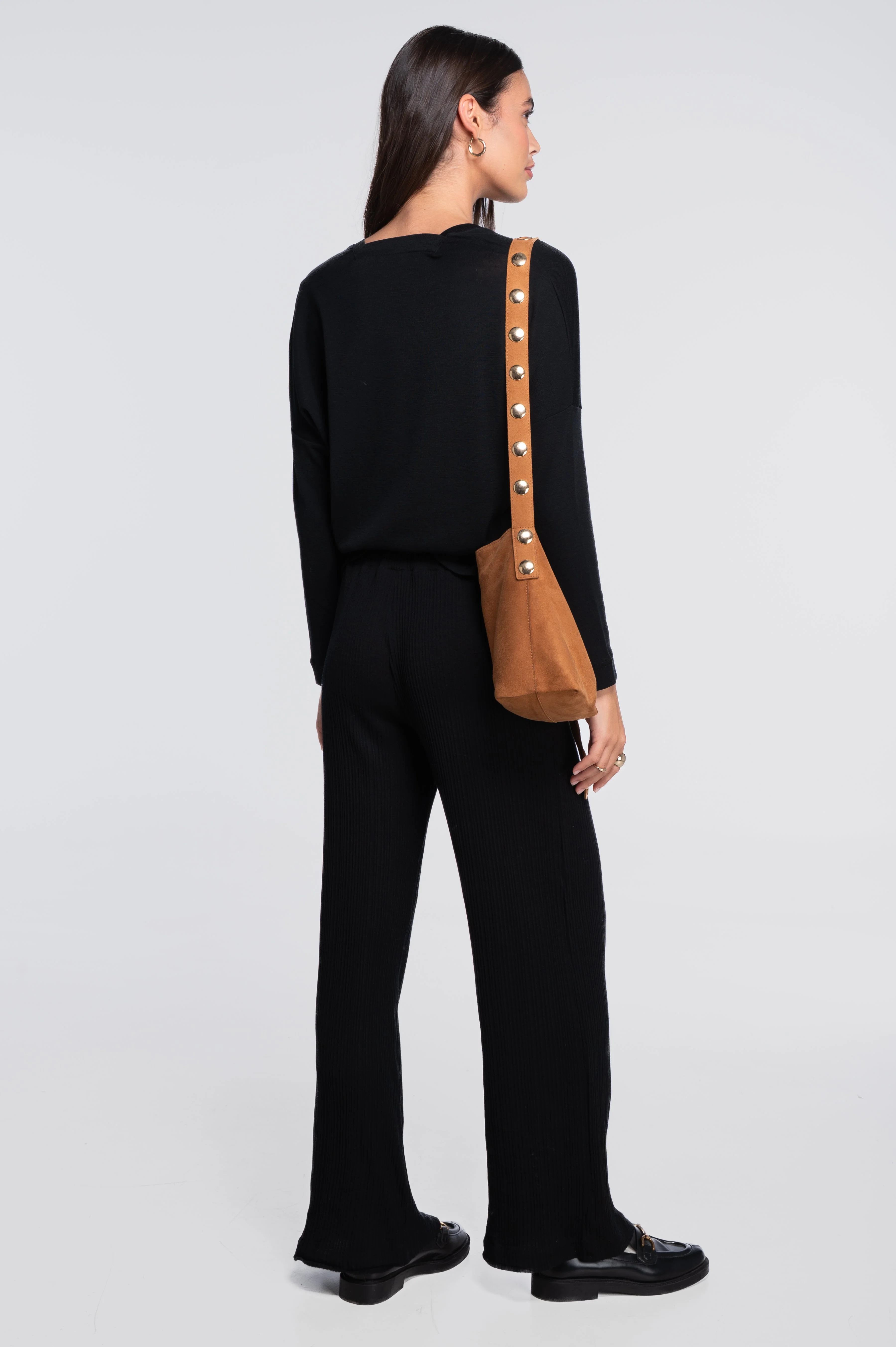 Wool and silk long sleeves V neck shirt 7636 - Image 15