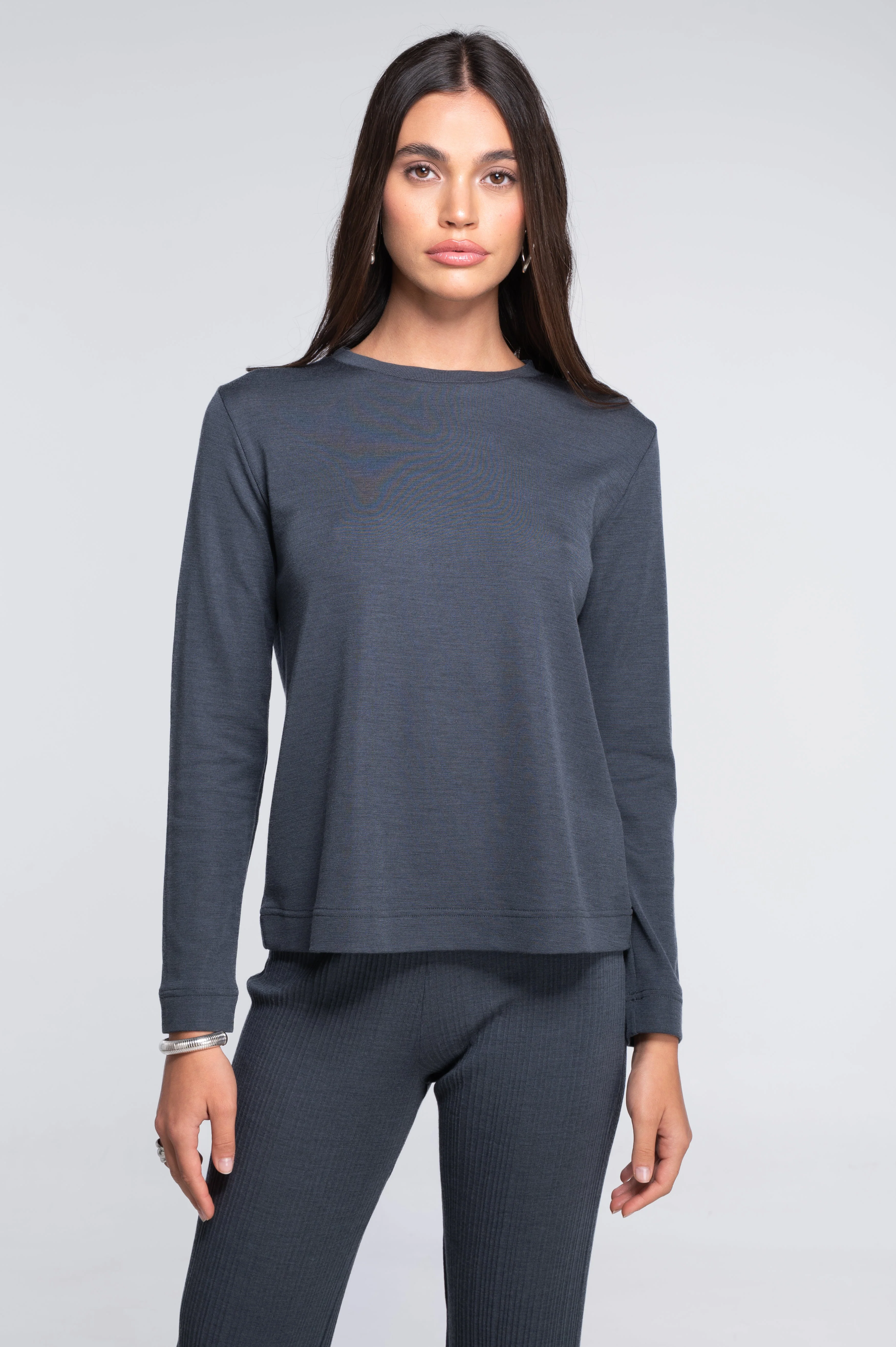 Wool and silk long sleeves roundneck shirt 7637 - Image 13