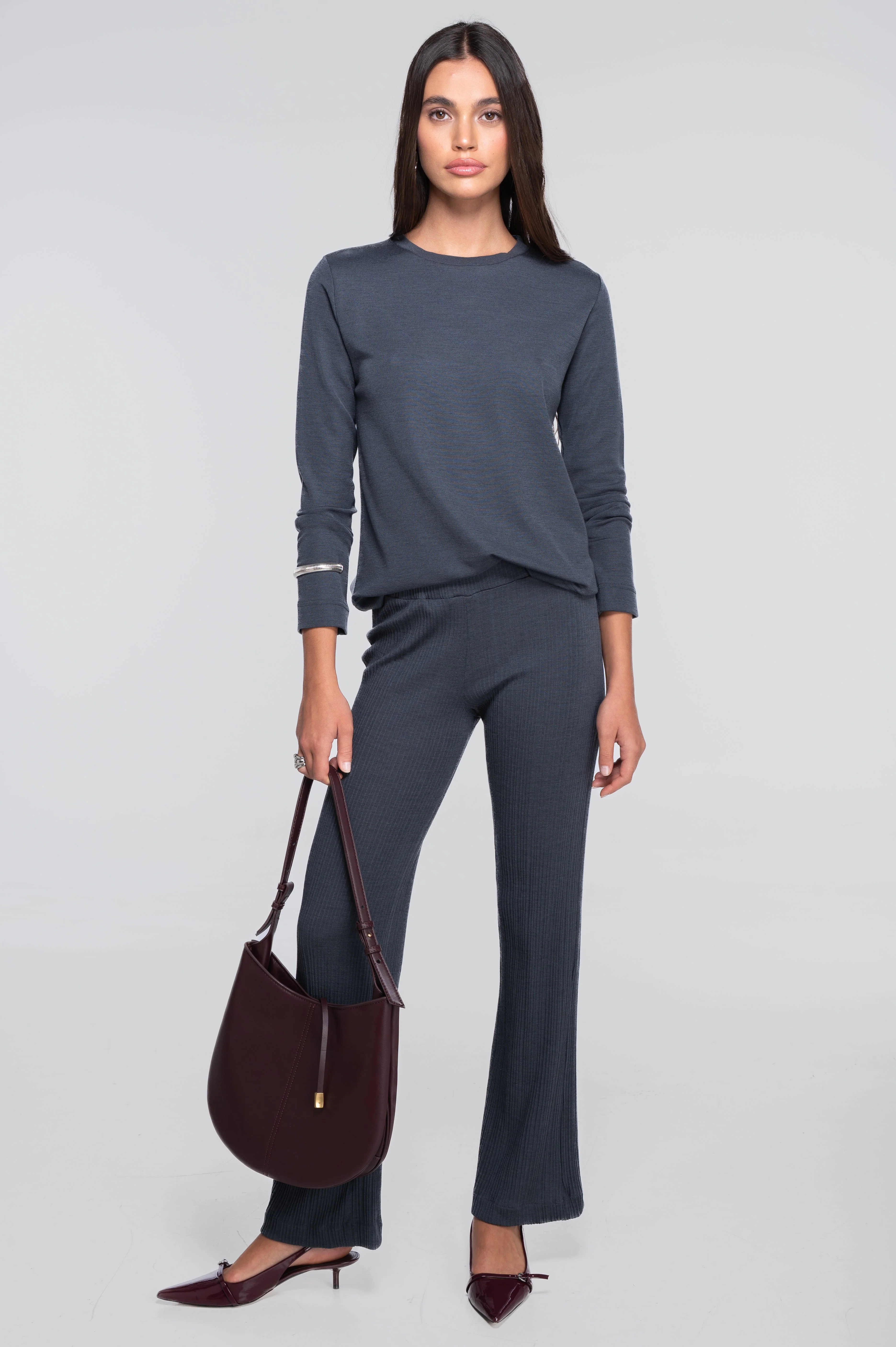 Wool and silk long sleeves roundneck shirt 7637 - Image 16