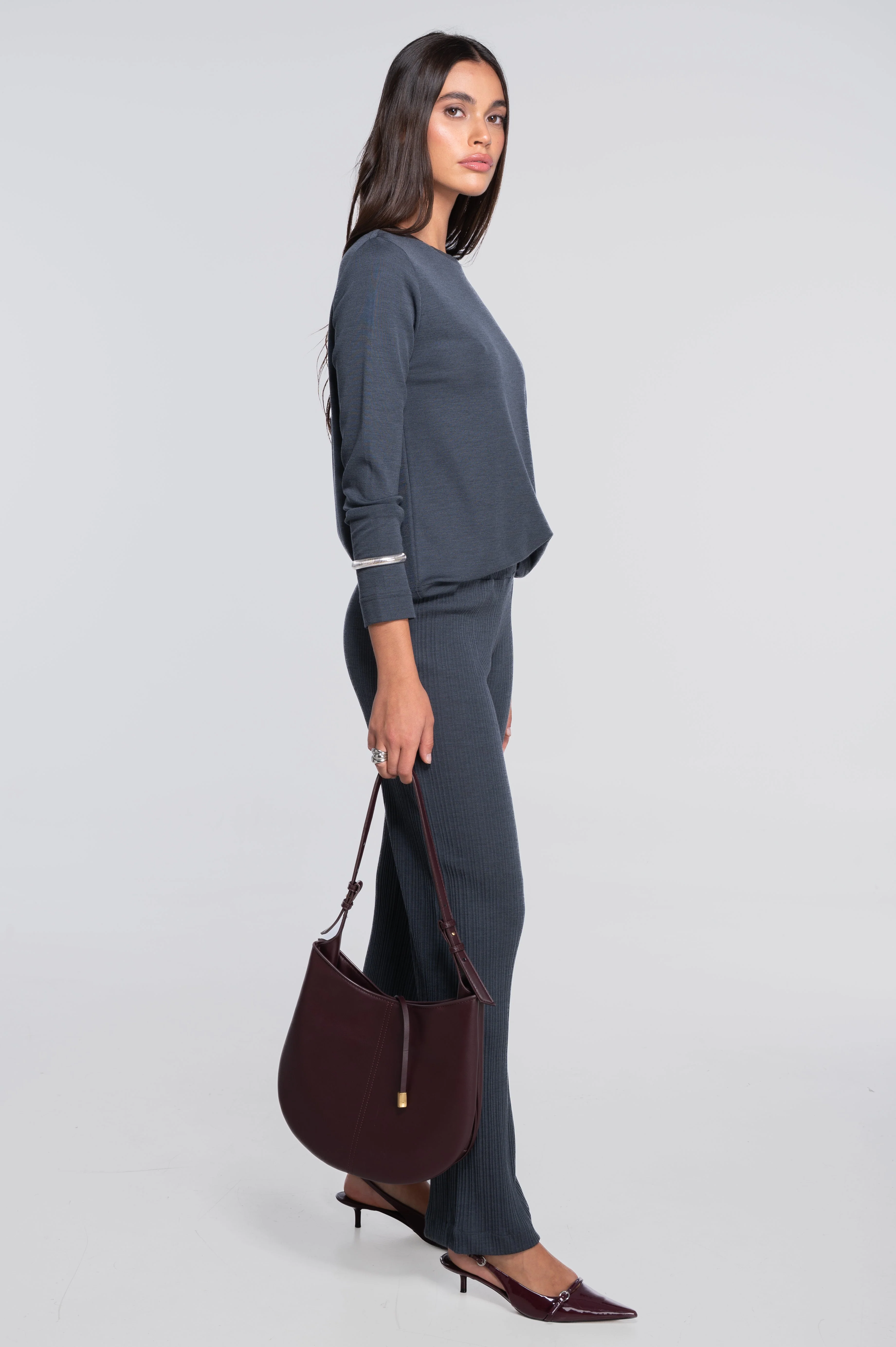 Wool and silk long sleeves roundneck shirt 7637 - Image 17