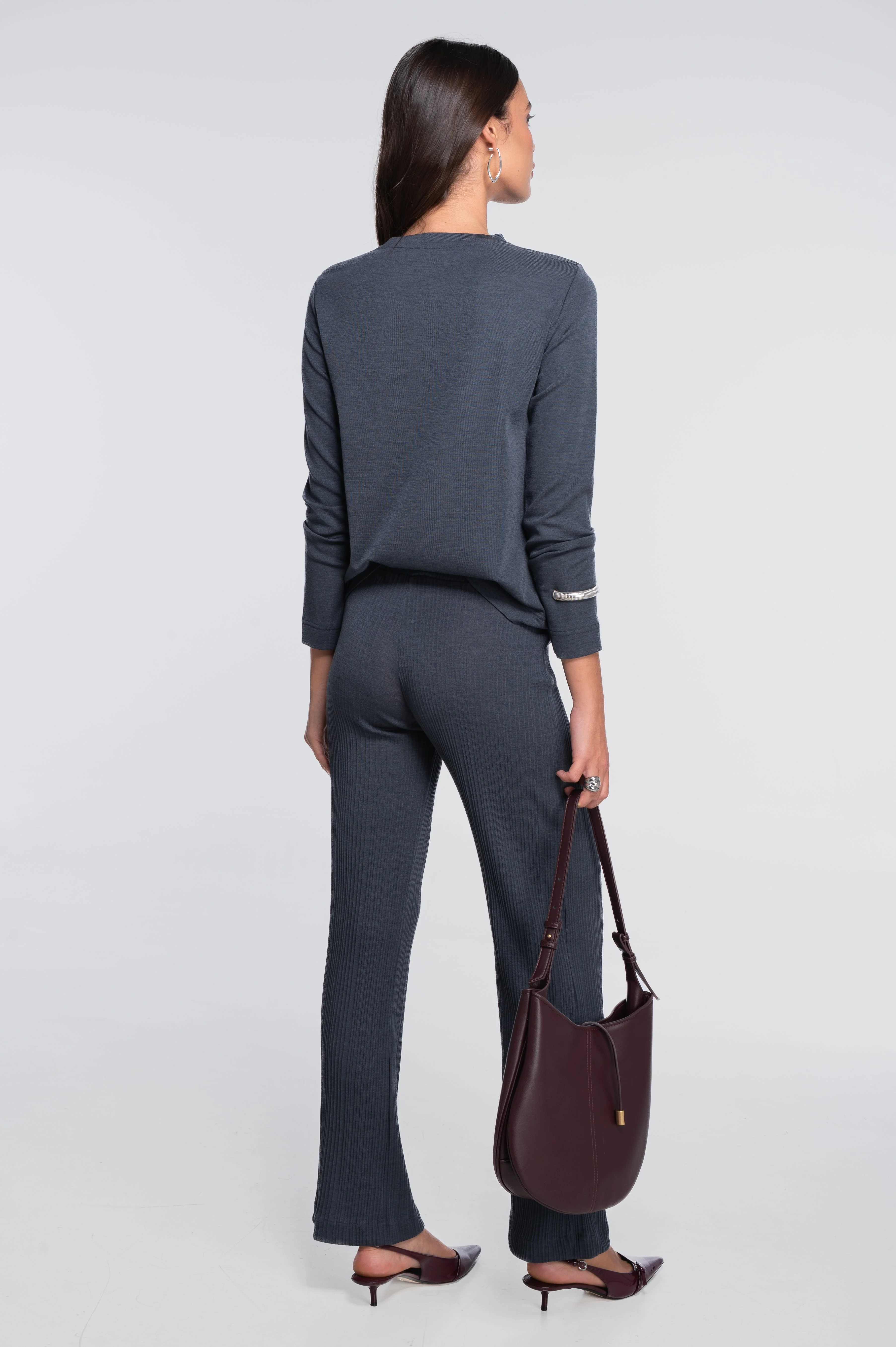 Wool and silk long sleeves roundneck shirt 7637 - Image 18