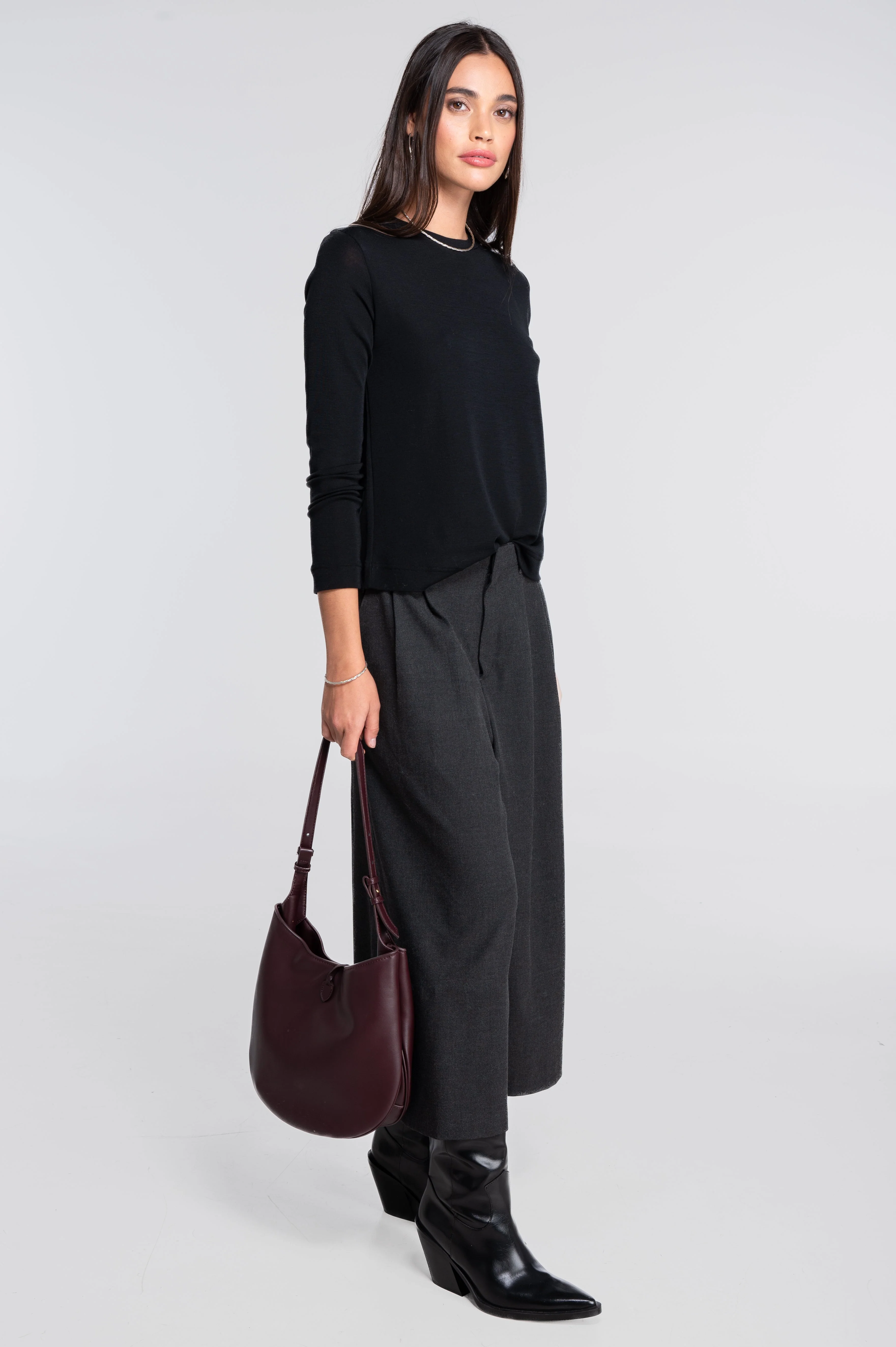Wool and silk long sleeves roundneck shirt 7637 - Image 5