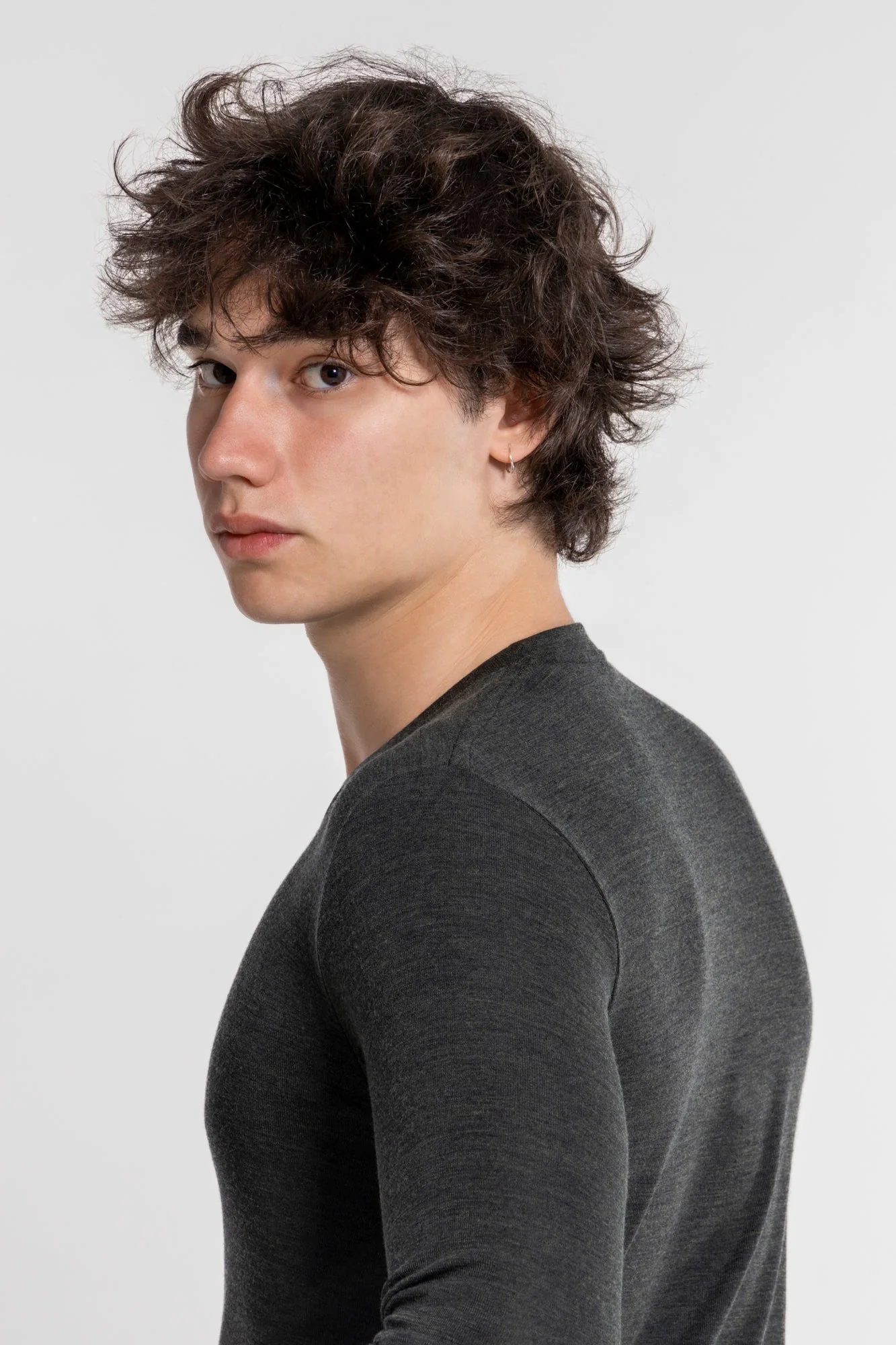 Men's long-sleeve wool and silk roundneck shirt 626 - Image 3