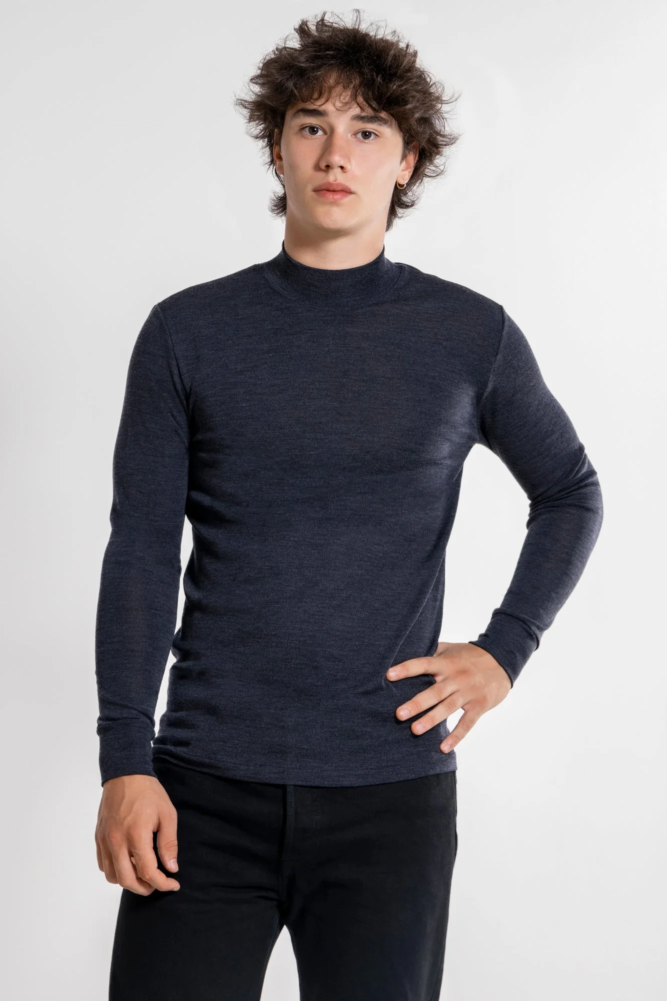 Men's mock turtleneck in wool and silk 628 - Image 4