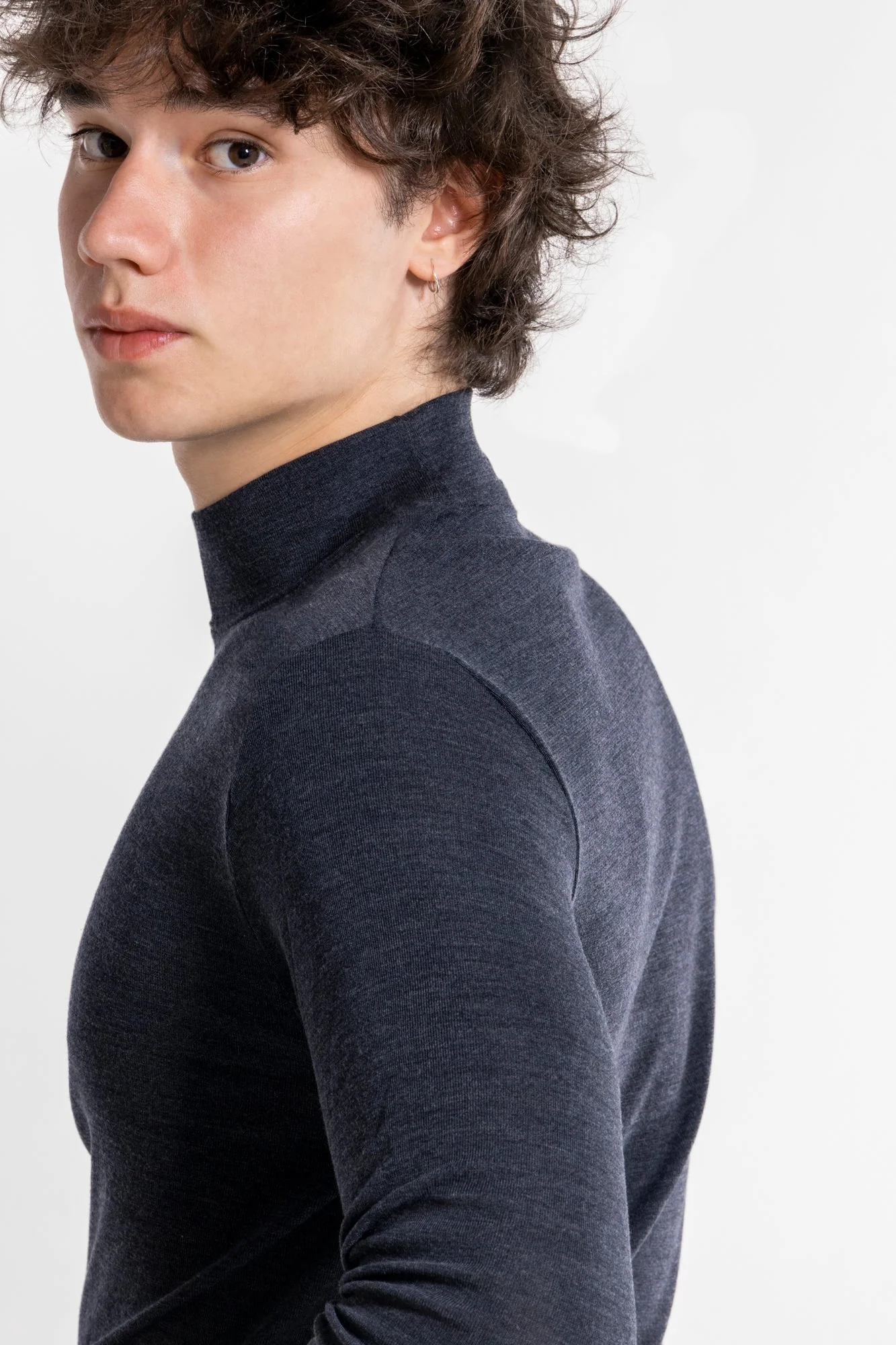 Men's mock turtleneck in wool and silk 628 - Image 5