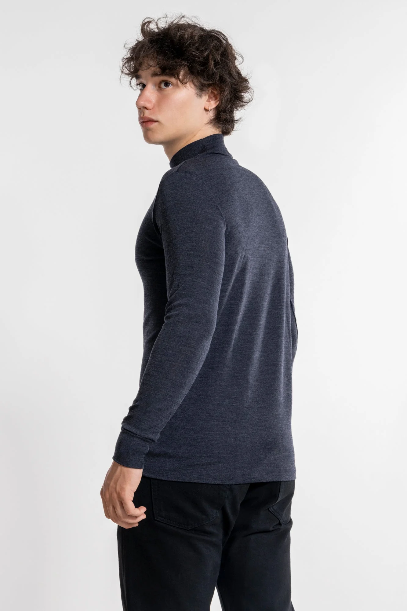 Men's mock turtleneck in wool and silk 628 - Image 6