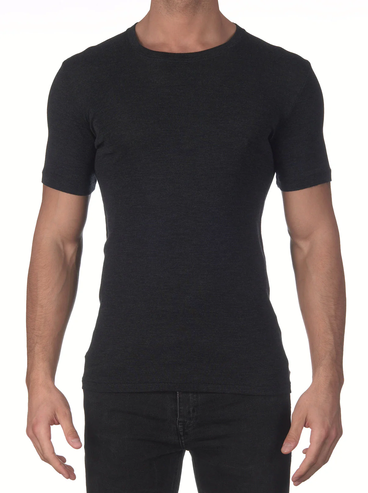 Men's roundneck t-shirt in wool and silk 624 - Image 6
