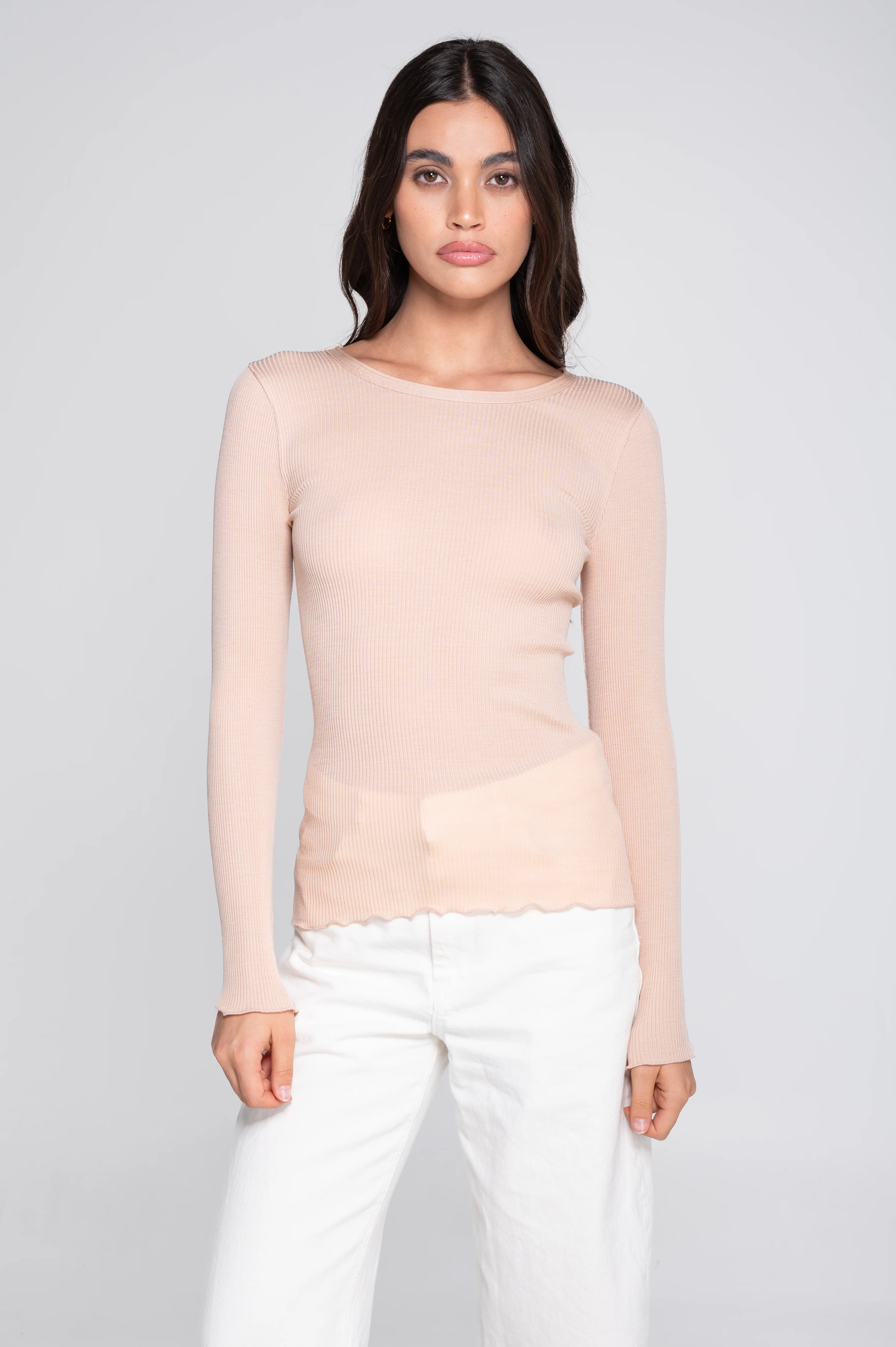 Wool and silk long sleeves roundneck shirt 3446R - Image 19