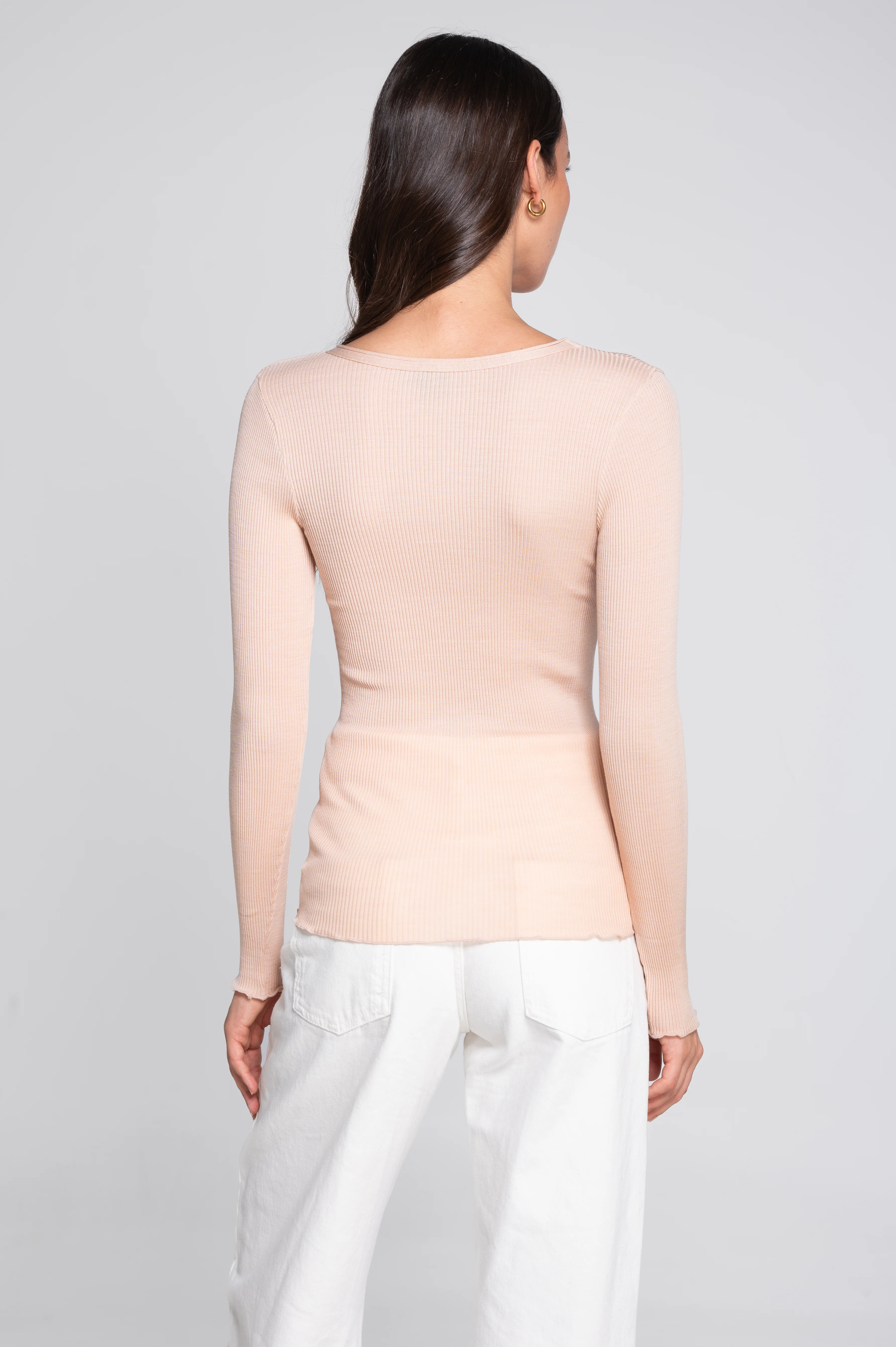 Wool and silk long sleeves roundneck shirt 3446R - Image 20