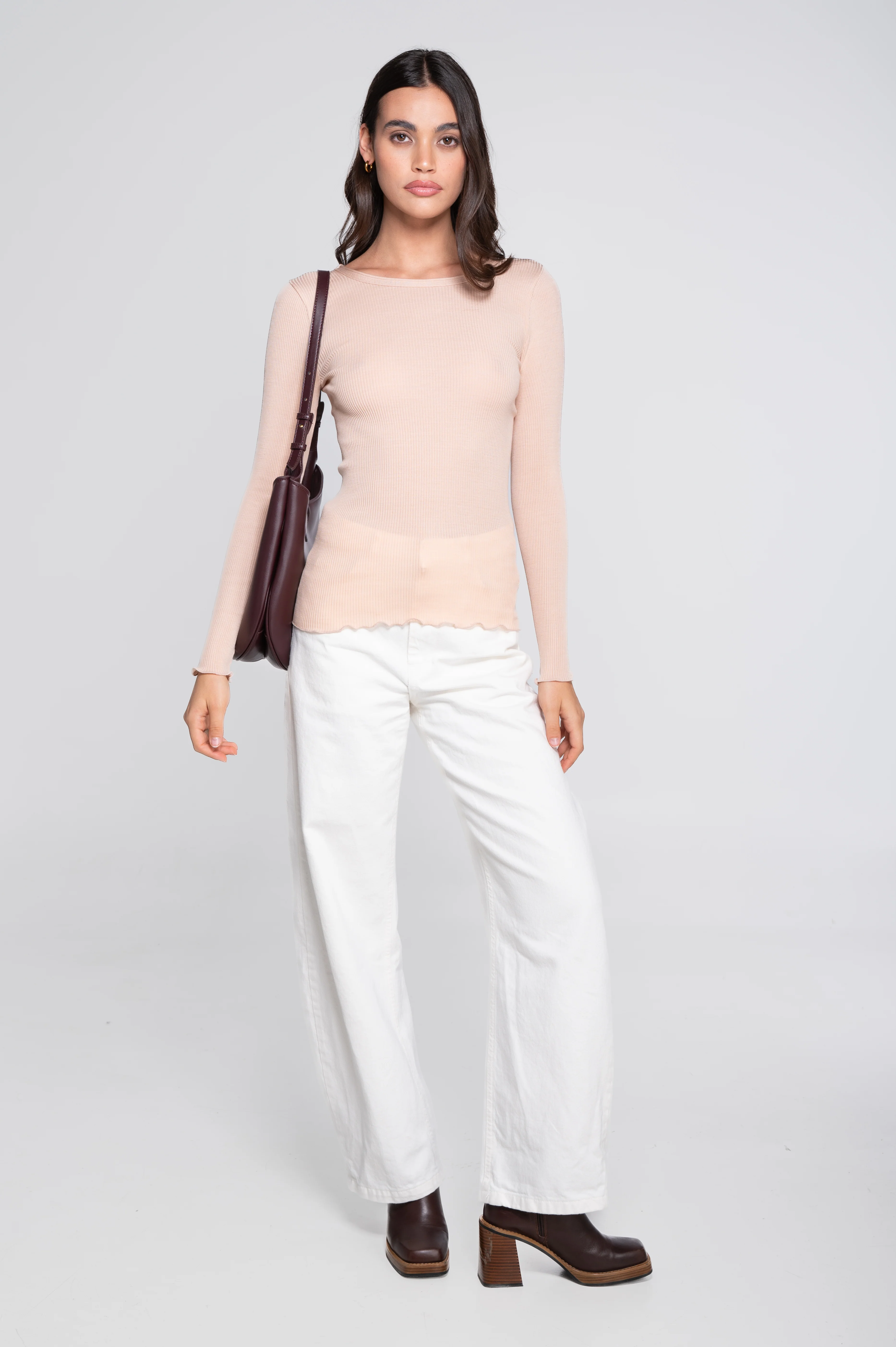 Wool and silk long sleeves roundneck shirt 3446R - Image 22