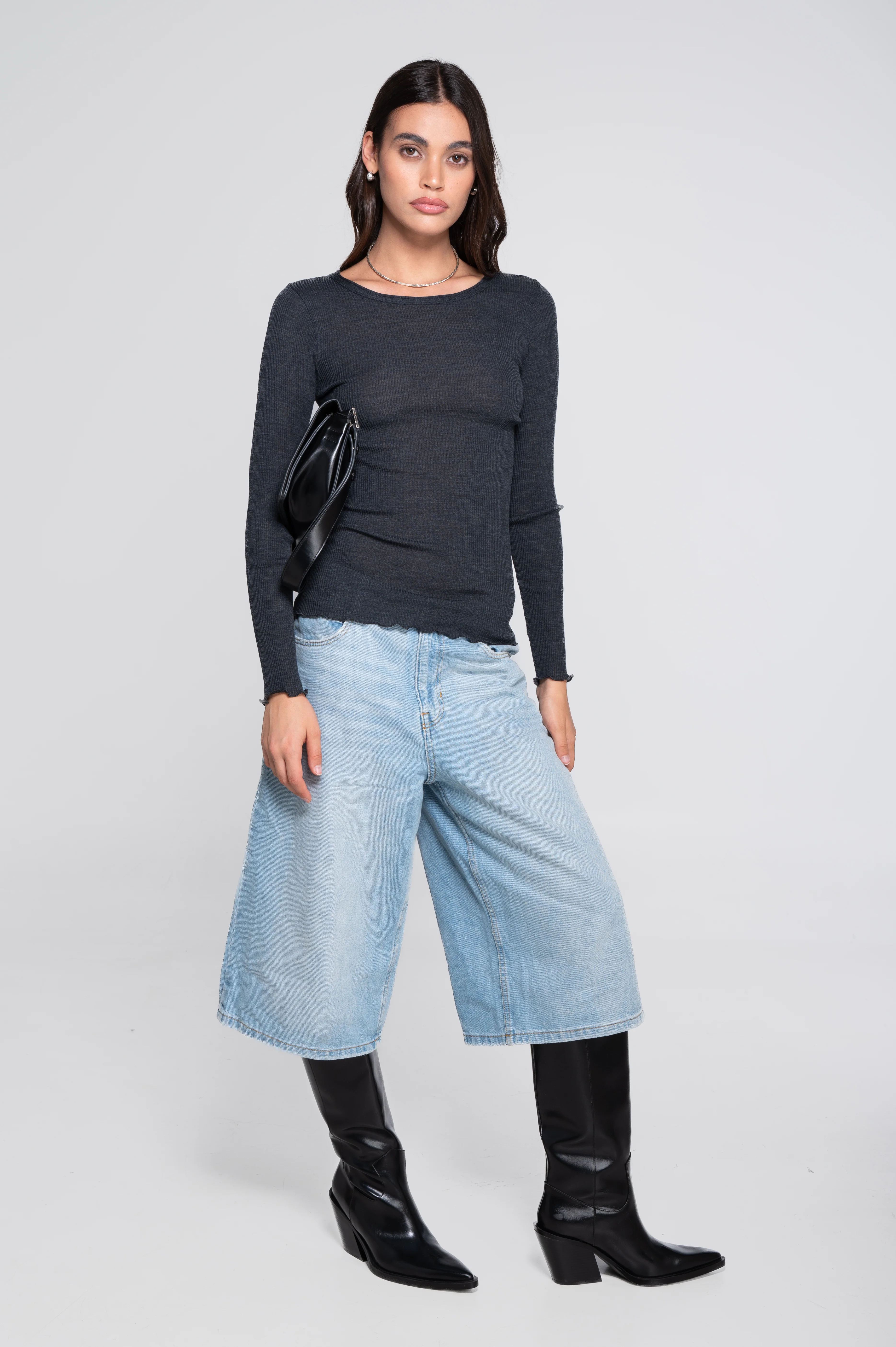 Wool and silk long sleeves roundneck shirt 3446R - Image 28
