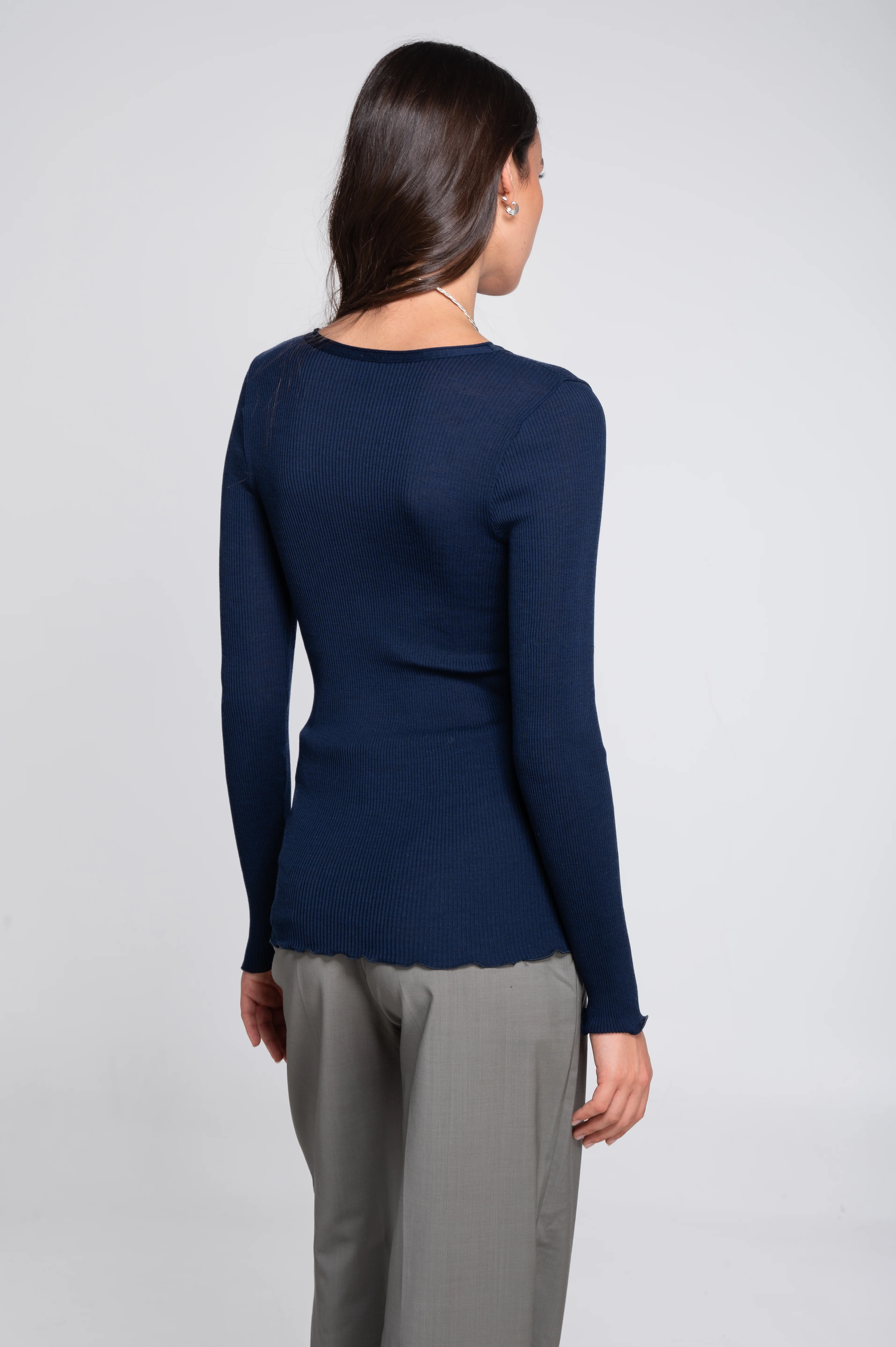 Wool and silk long sleeves roundneck shirt 3446R - Image 32