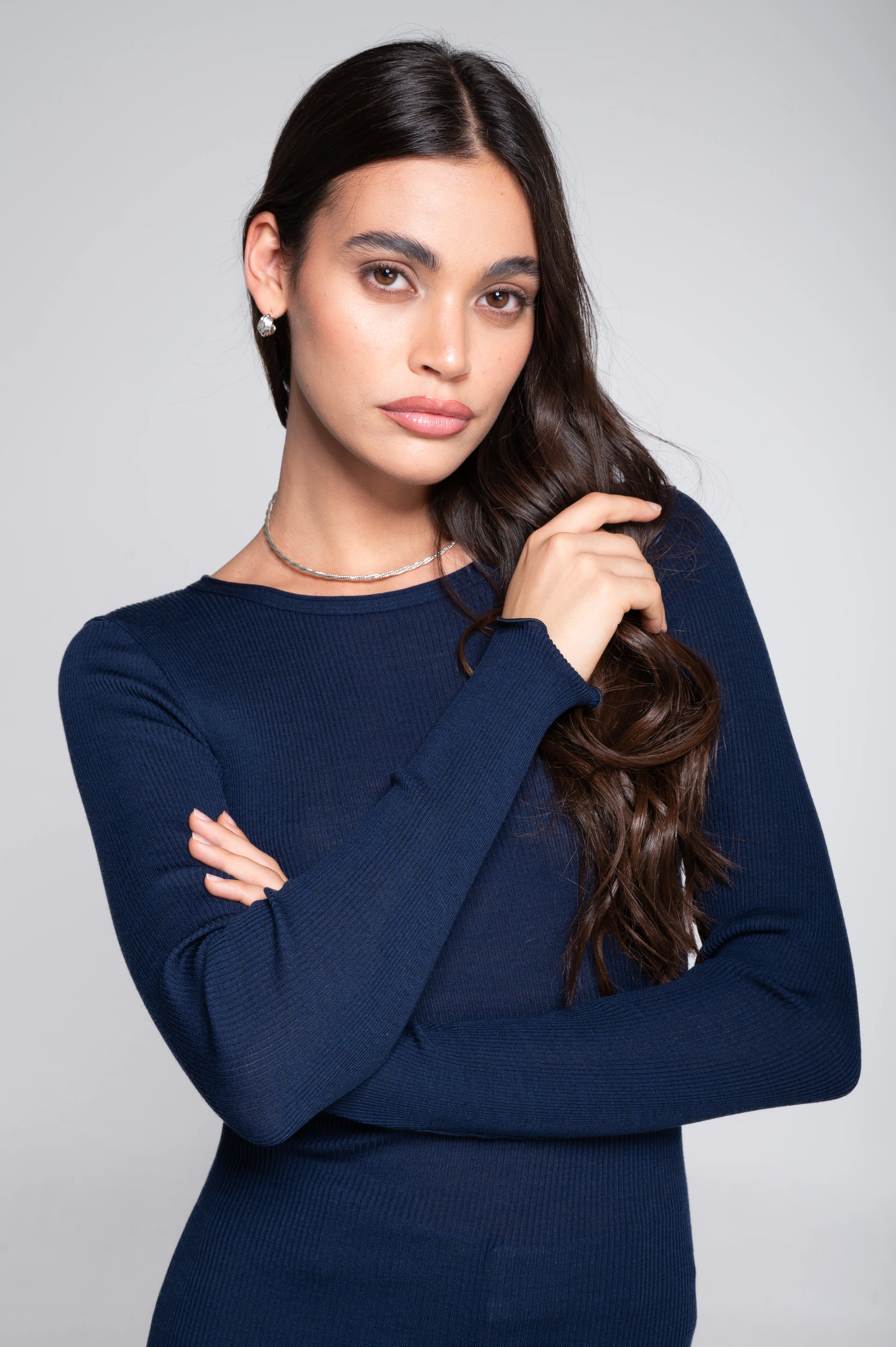 Wool and silk long sleeves roundneck shirt 3446R - Image 33