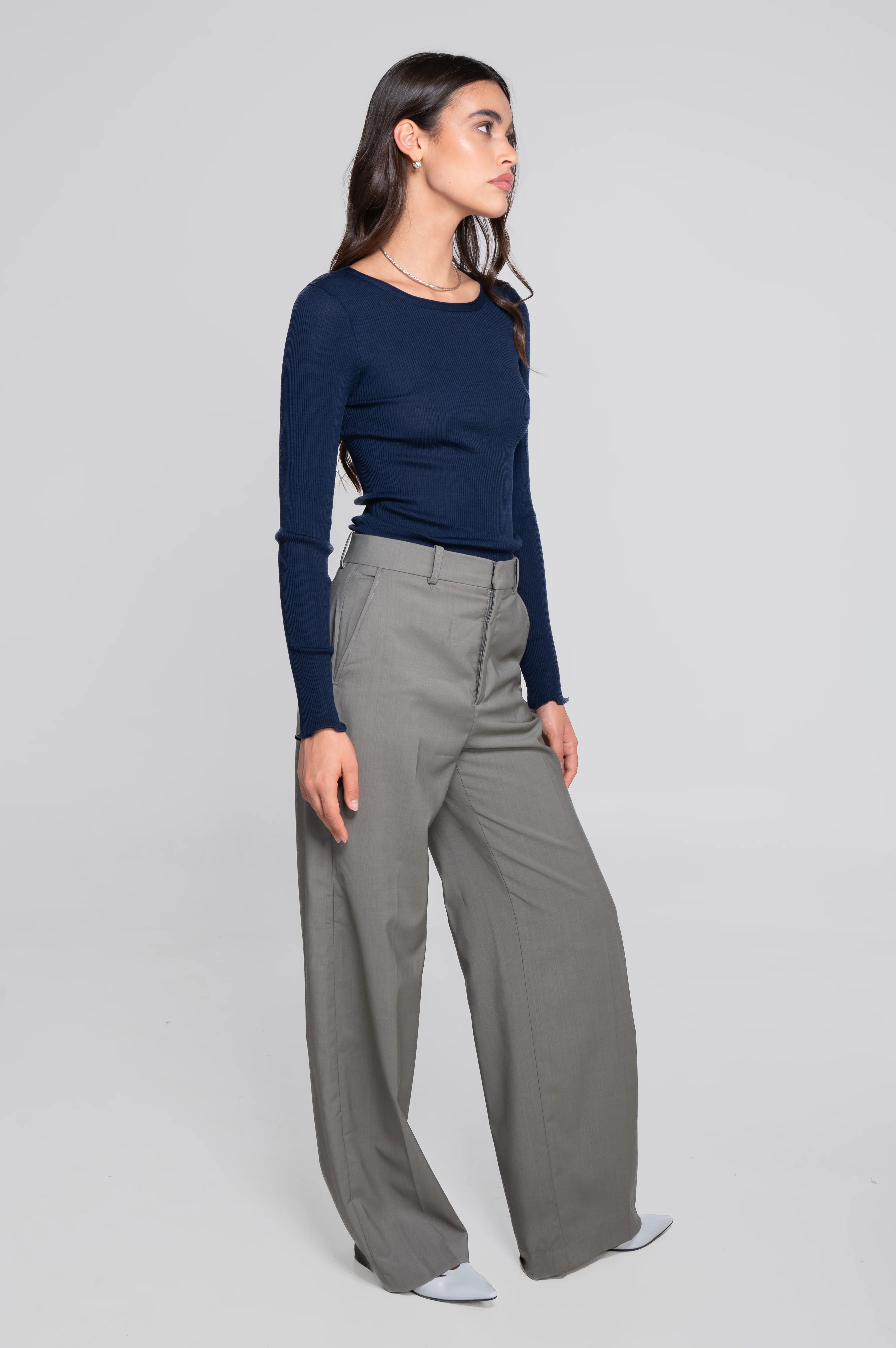 Wool and silk long sleeves roundneck shirt 3446R - Image 35