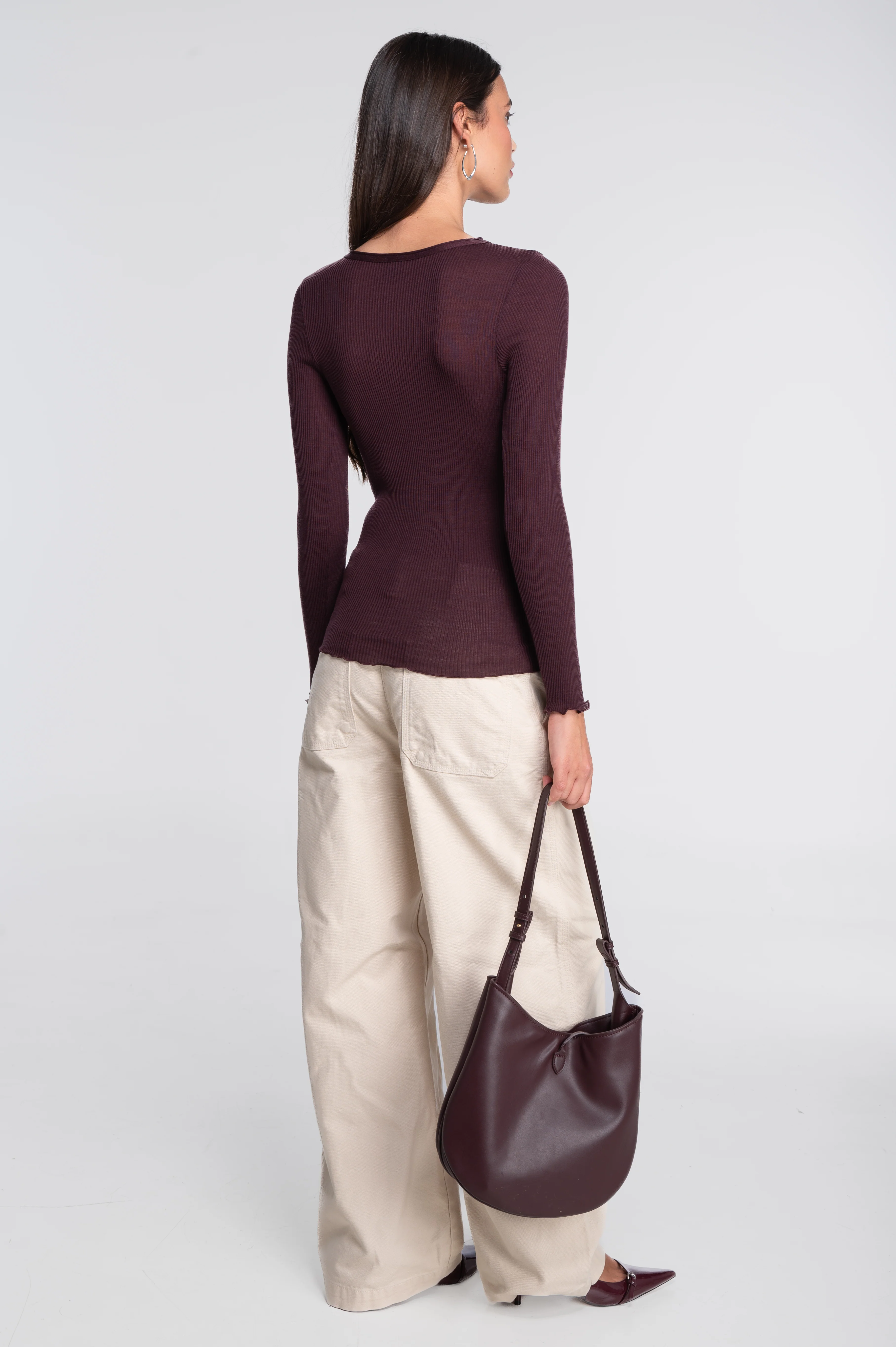 Wool and silk long sleeves roundneck shirt 3446R - Image 5