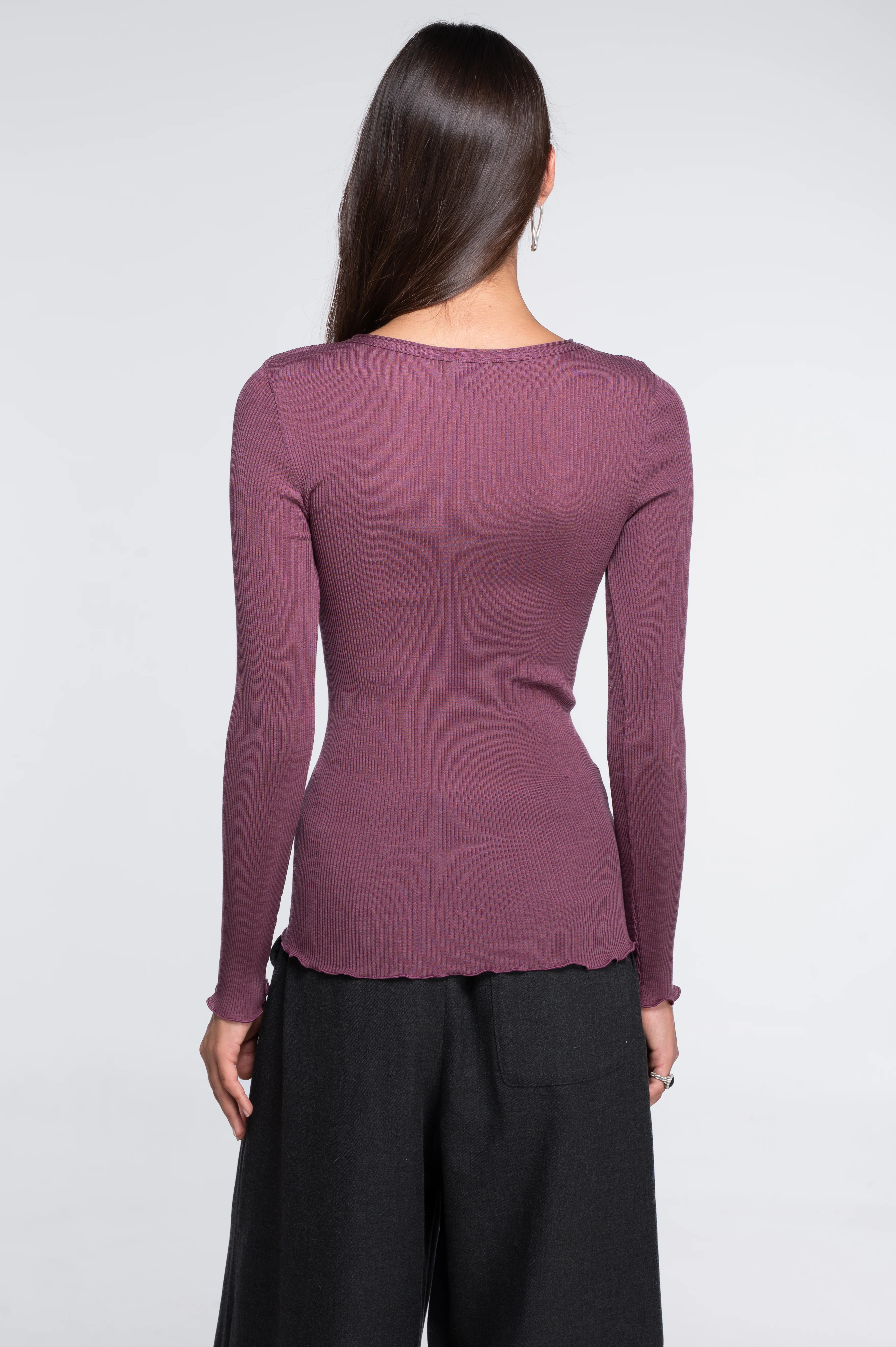 Wool and silk long sleeves roundneck shirt 3446R - Image 50