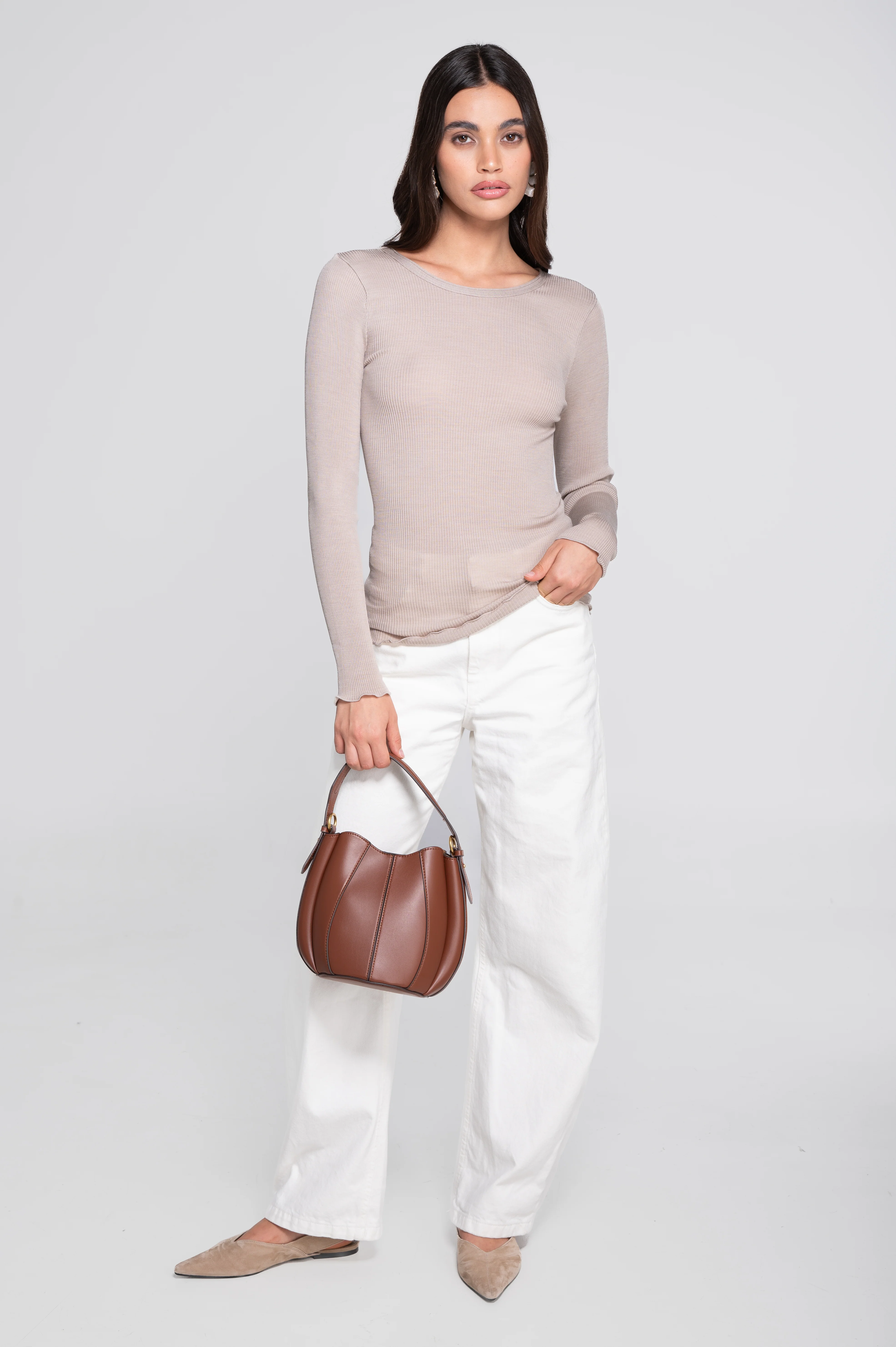 Wool and silk long sleeves roundneck shirt 3446R - Image 8