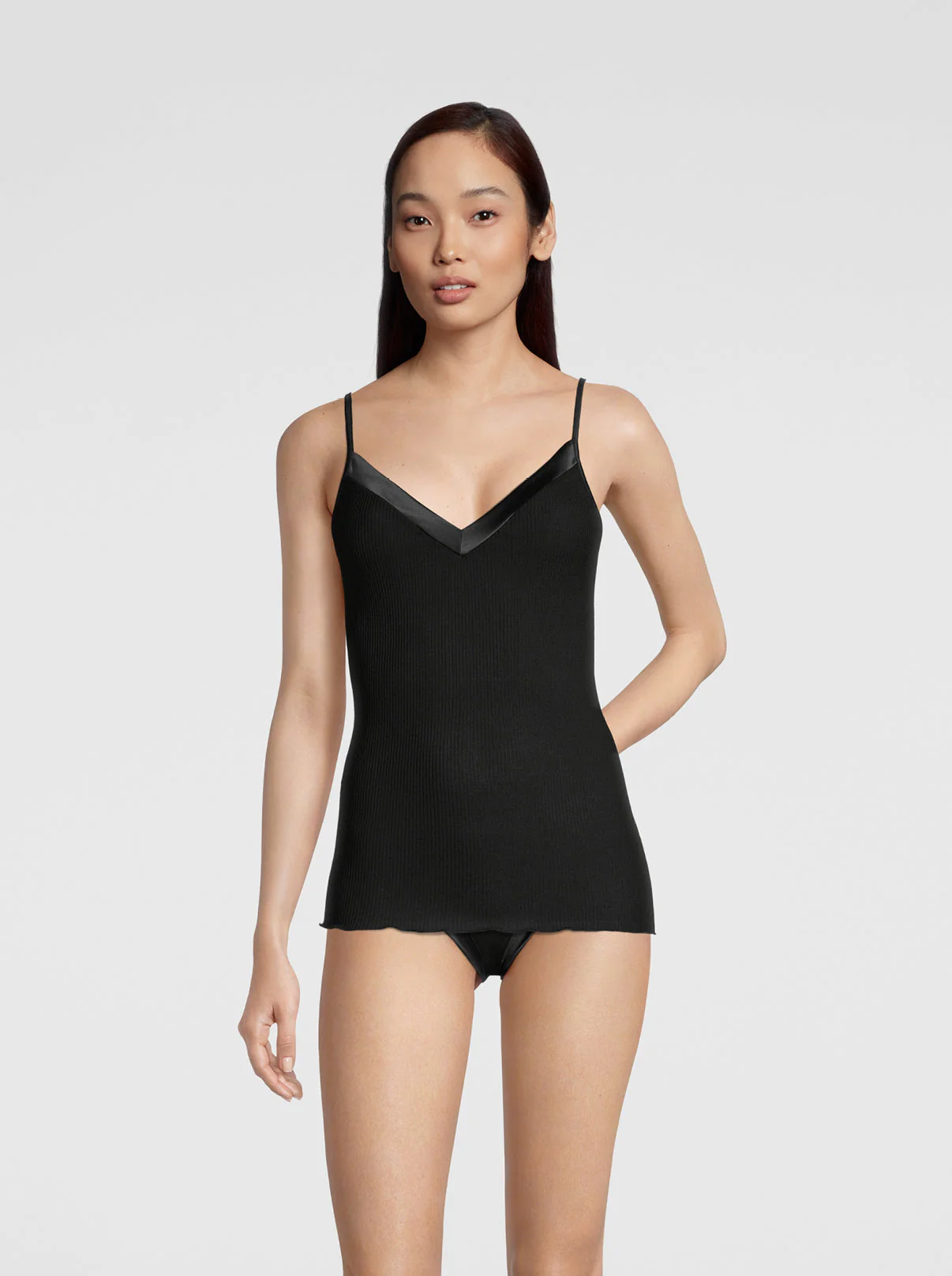 Filoscozia Spaghetti V Neck Top with Satin Edging 16130 - Image 4