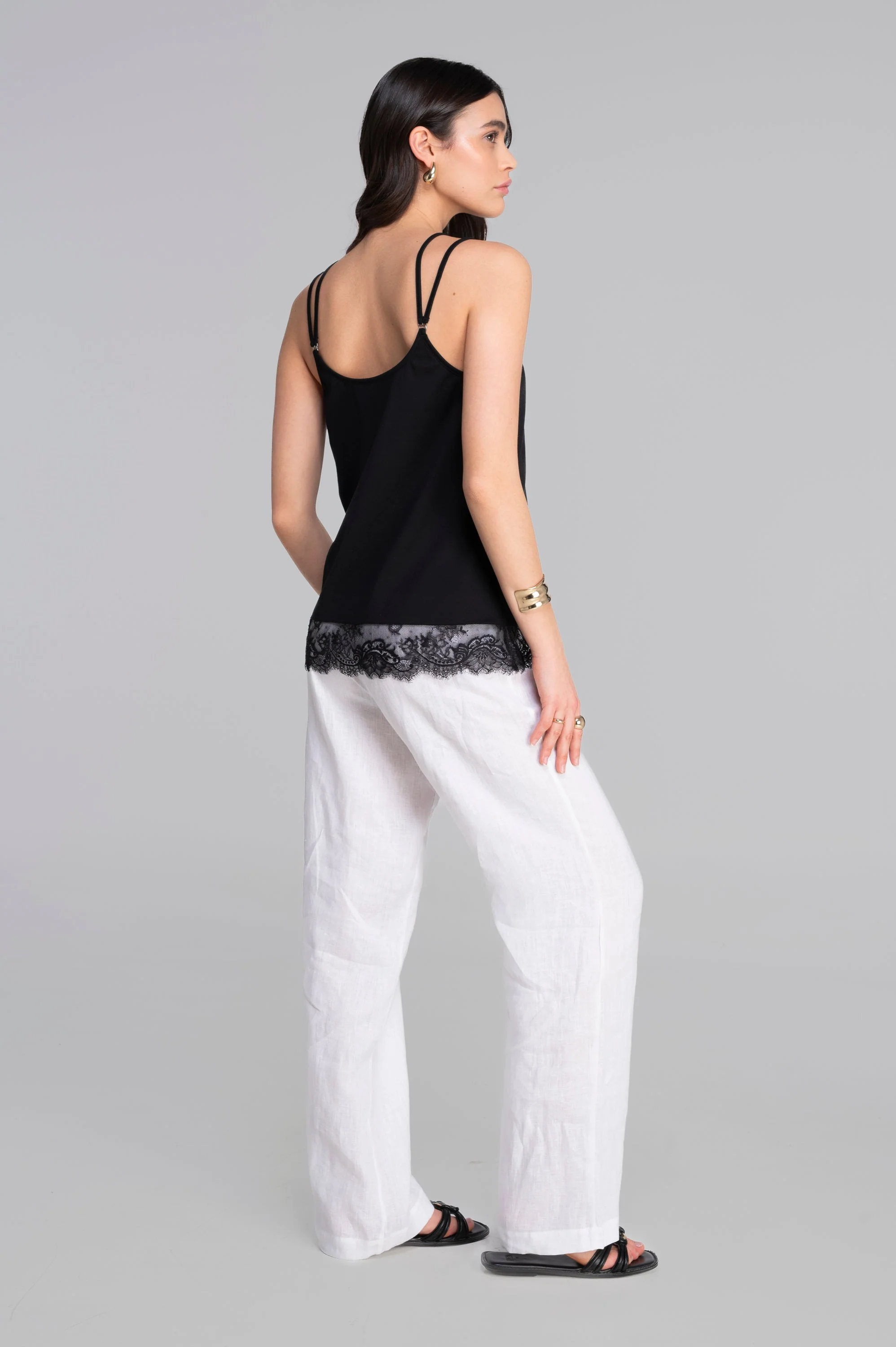 Camisole top in jersey cotton with chantilly lace 7523 - Image 7
