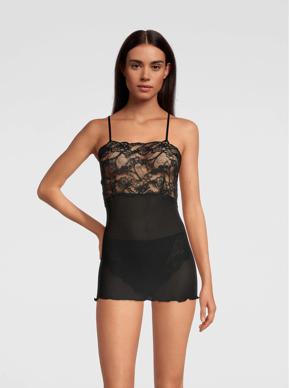 Pure Silk Camisole Top with Leavers Lace 9460 - Image 4