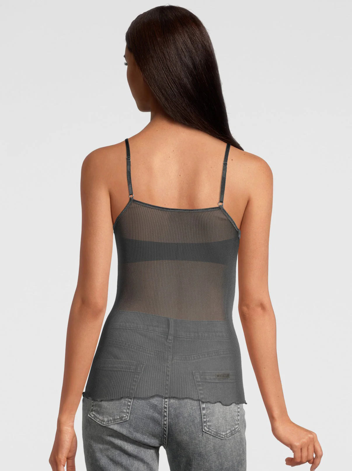 Dentelle de Calais®” Spaghetti Top V-neck in pure silk 9474 - Image 11