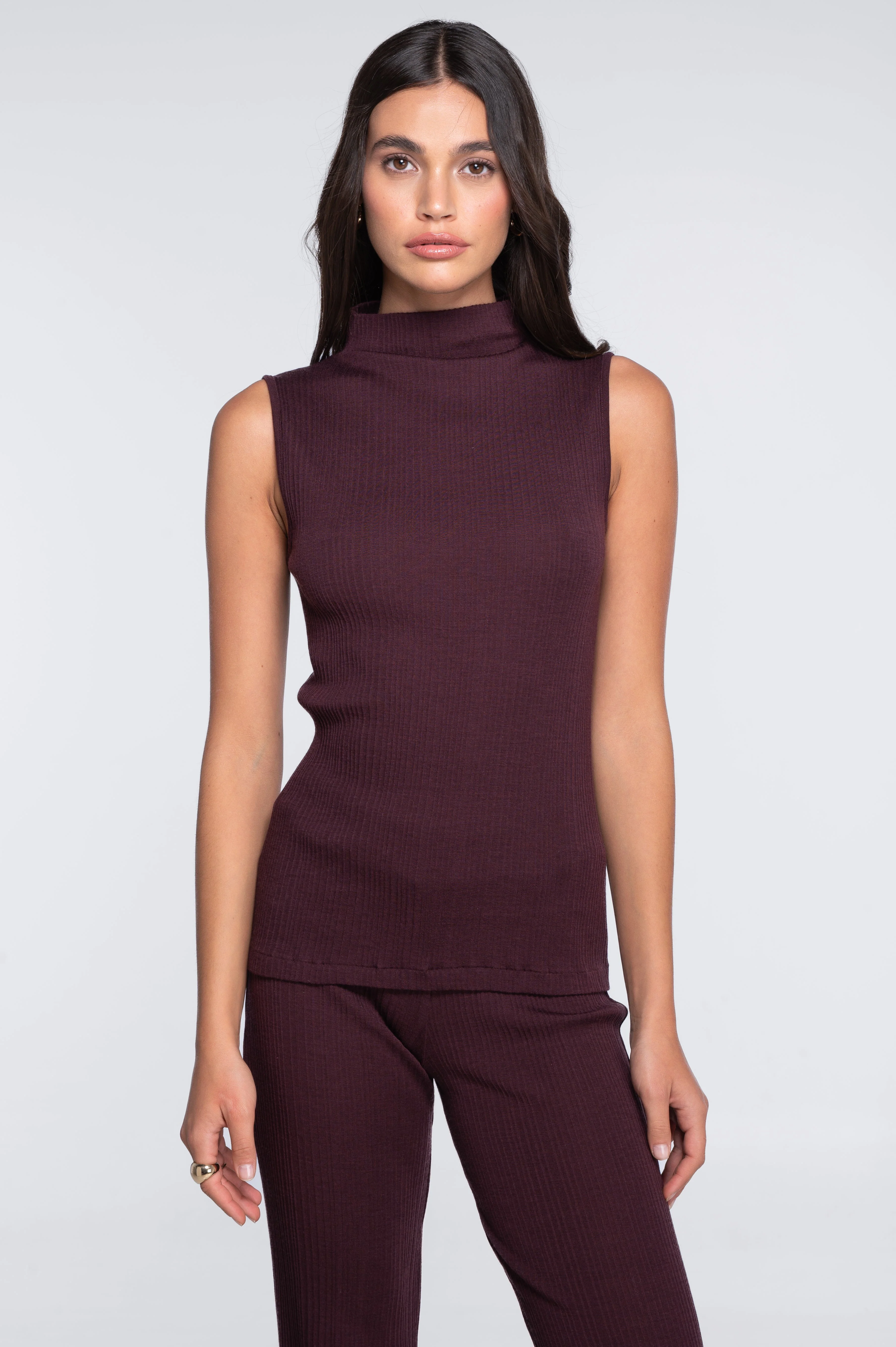Wool and silk sleeveless mock neck top 7465 - Image 18
