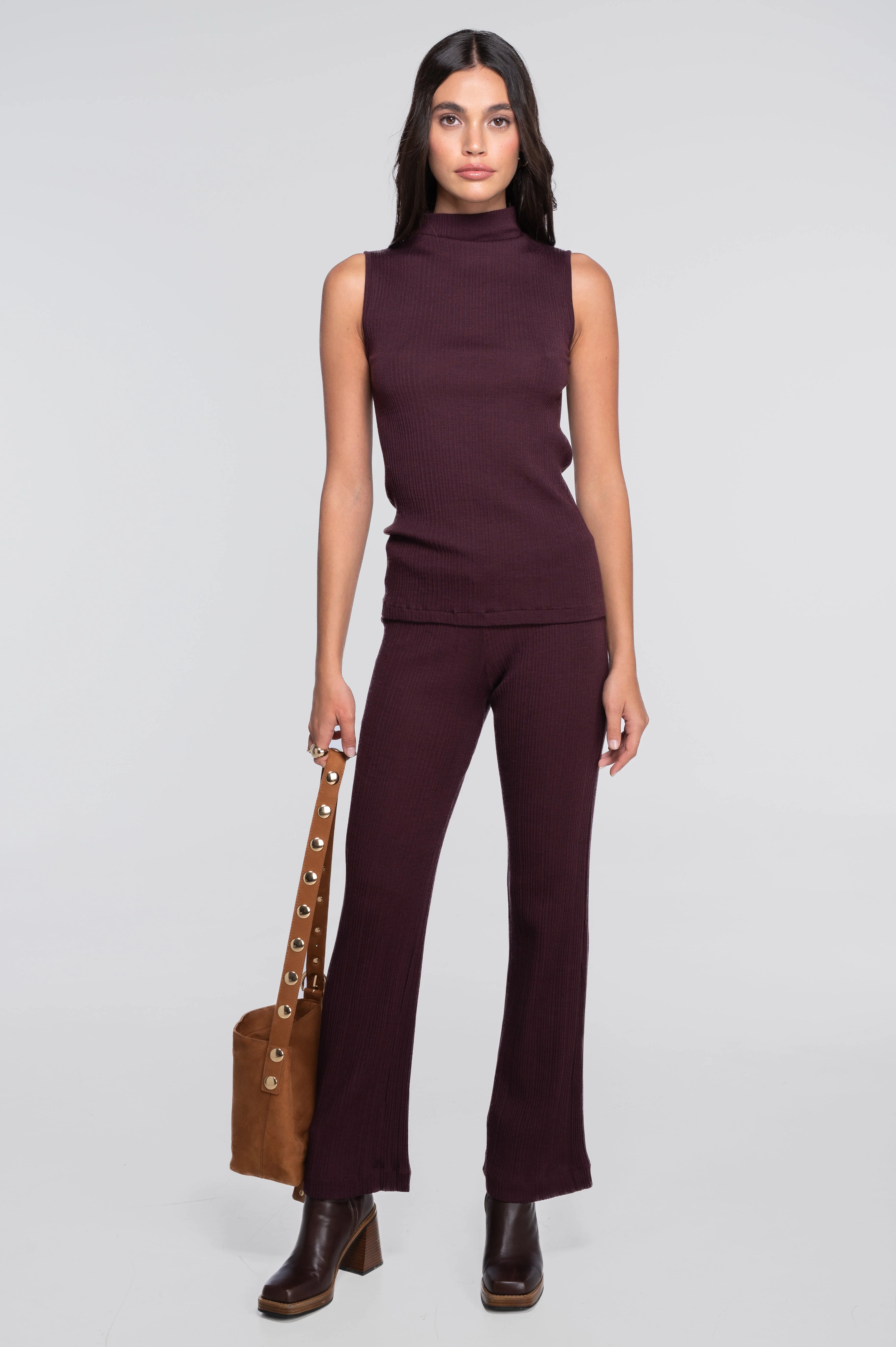 Wool and silk sleeveless mock neck top 7465 - Image 20