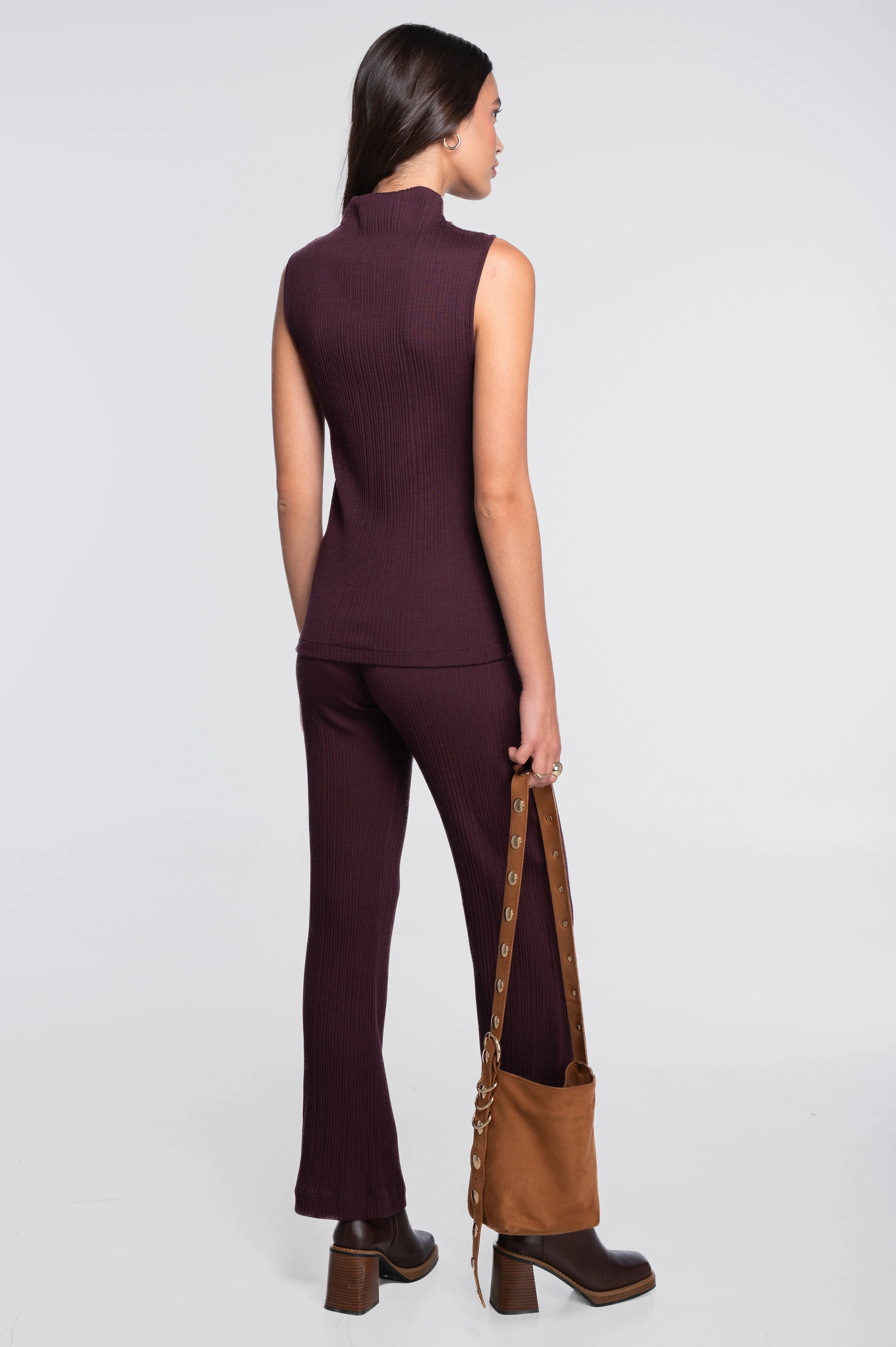 Wool and silk sleeveless mock neck top 7465 - Image 23
