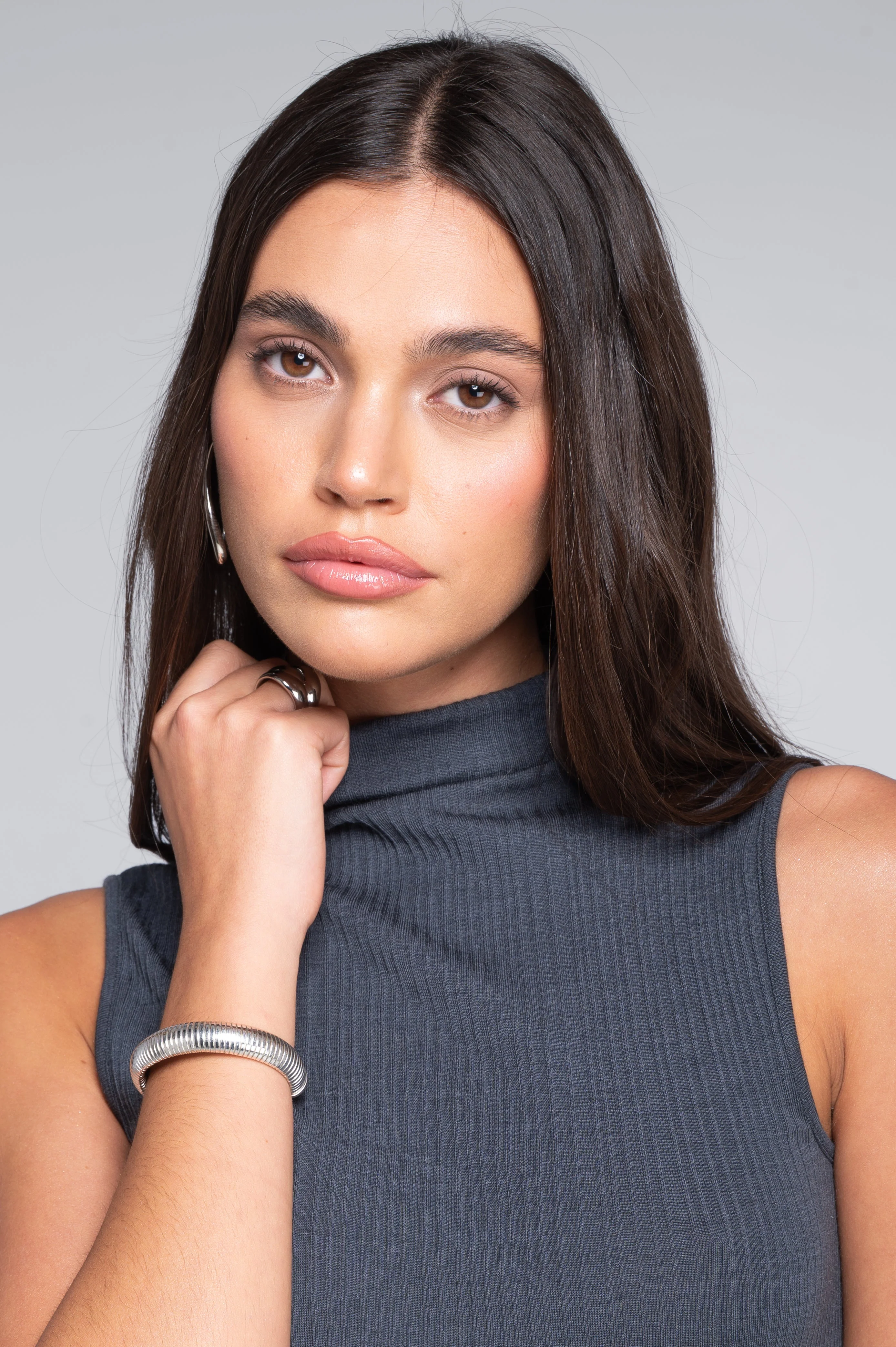Wool and silk sleeveless mock neck top 7465 - Image 26