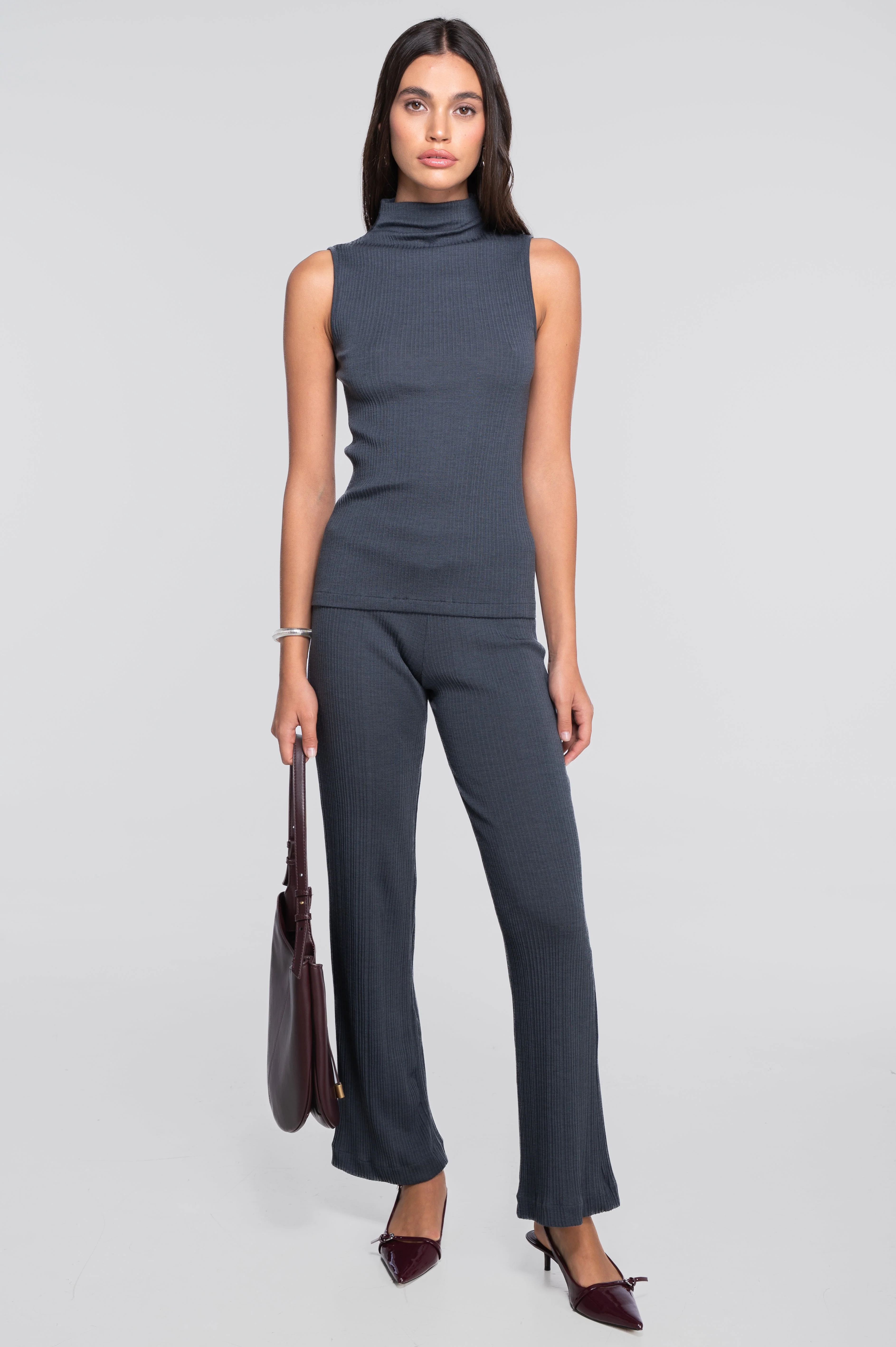 Wool and silk sleeveless mock neck top 7465 - Image 27