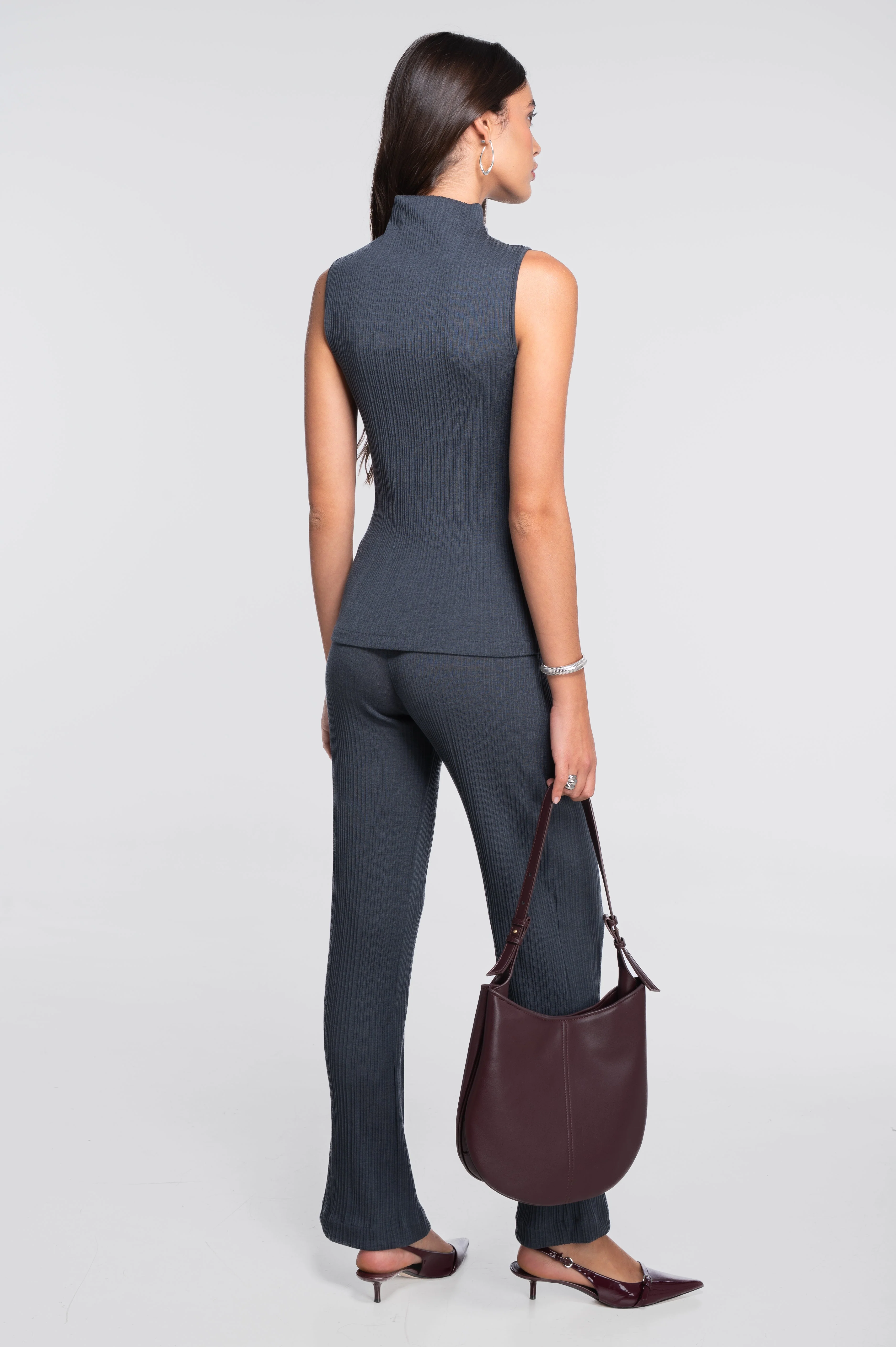Wool and silk sleeveless mock neck top 7465 - Image 29