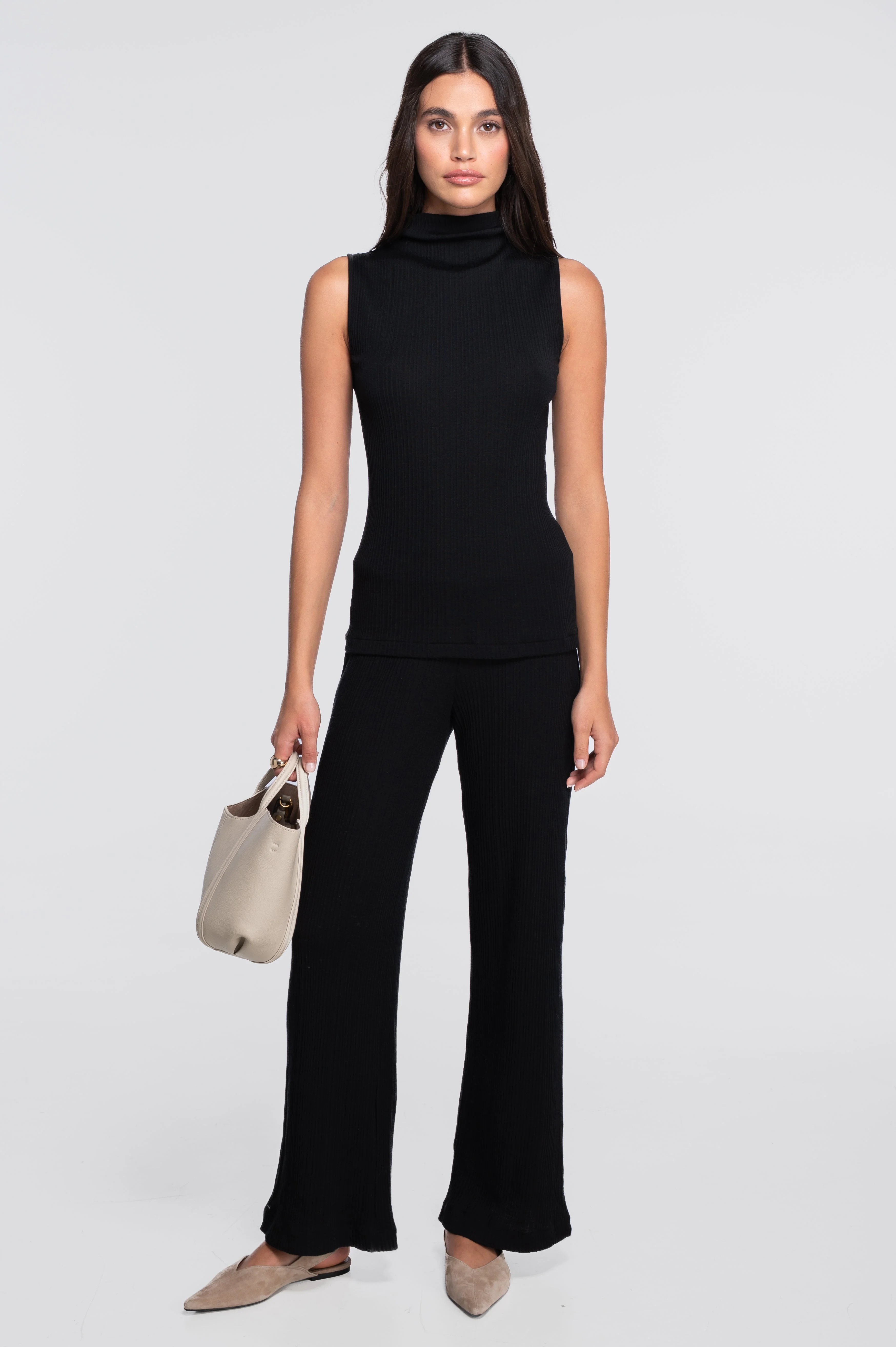 Wool and silk sleeveless mock neck top 7465 - Image 4