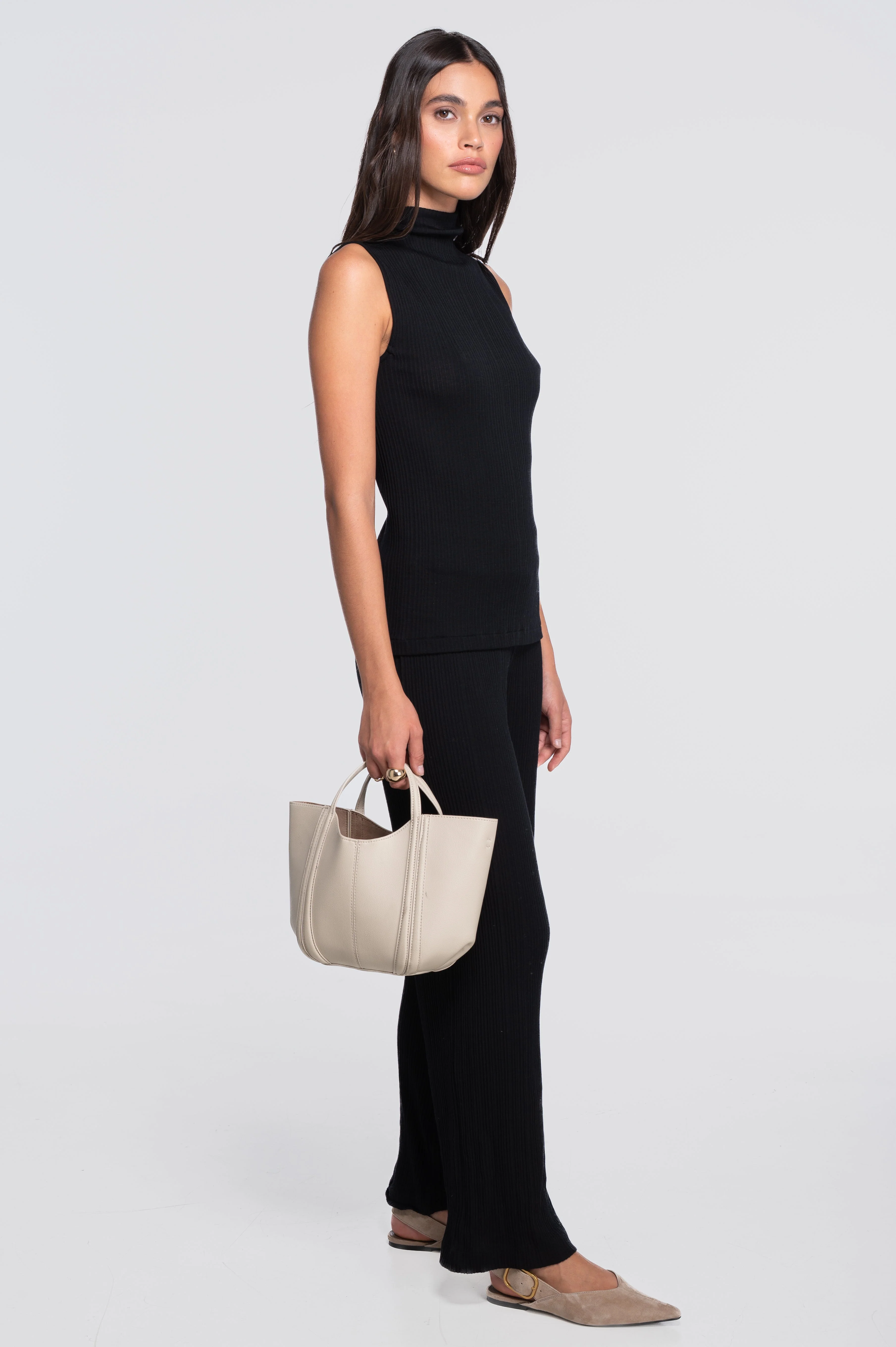 Wool and silk sleeveless mock neck top 7465 - Image 5