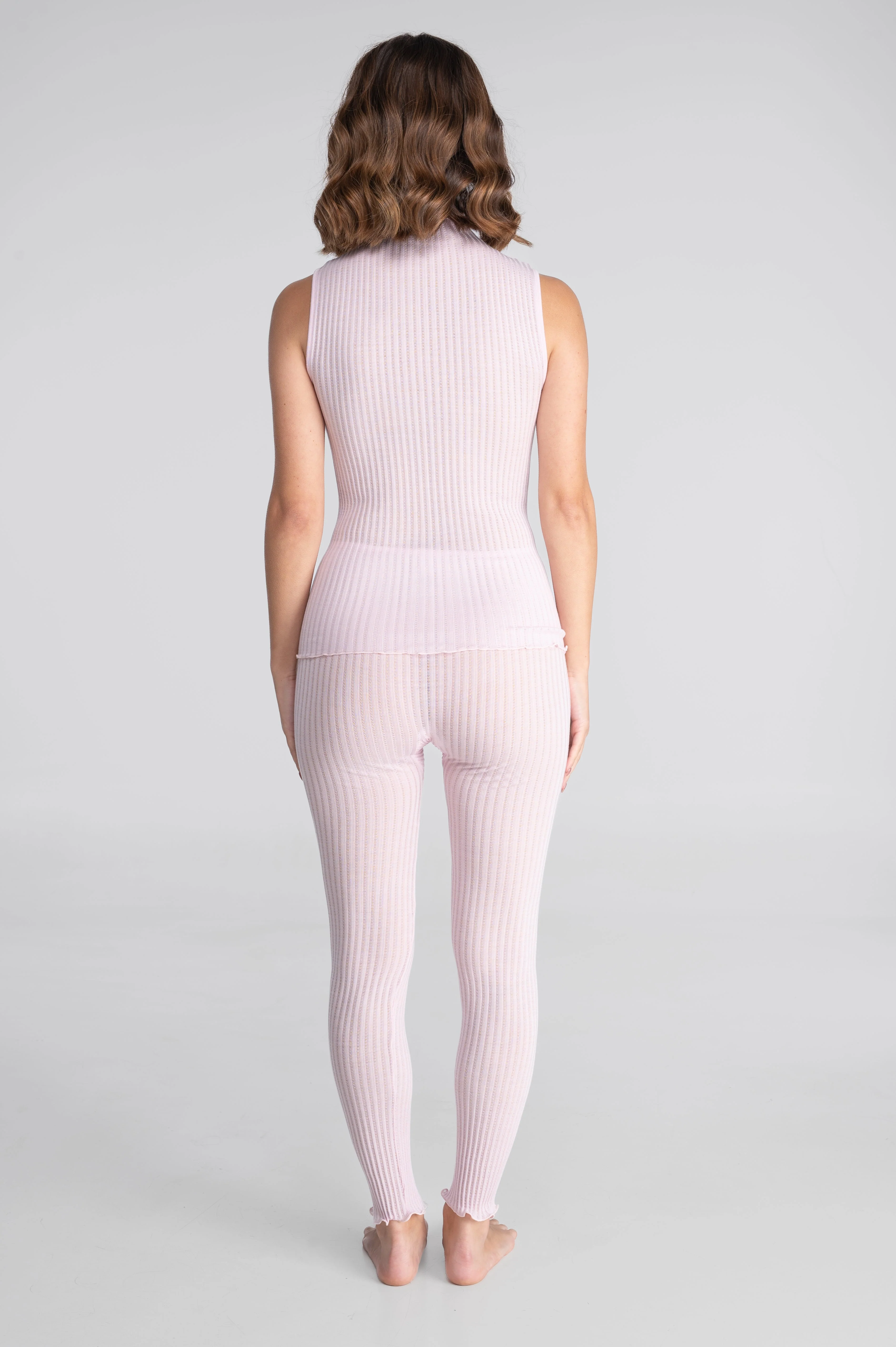 Sleeveless mock neck top in ajouré wool and silk 7492 - Image 29