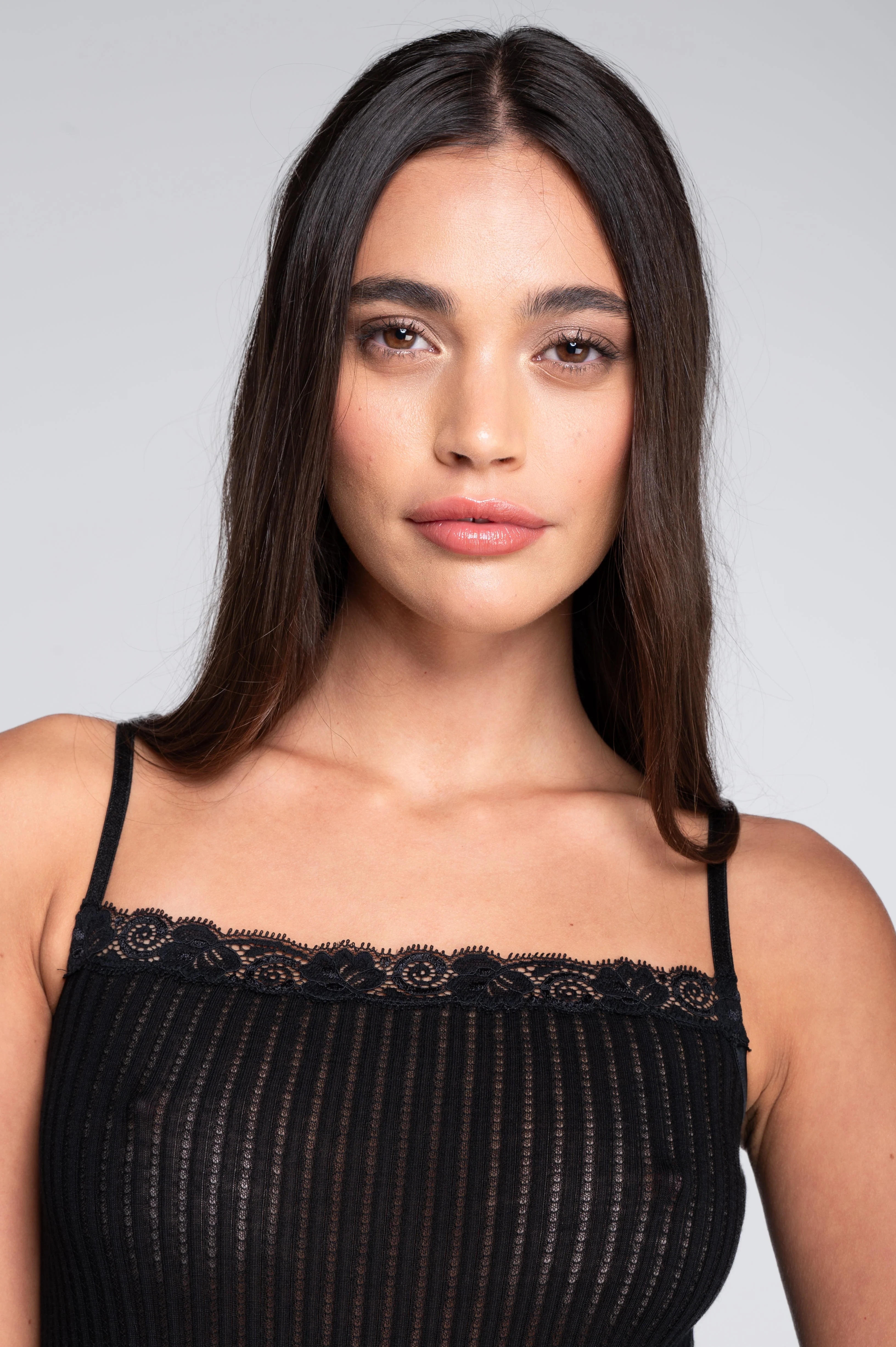 Straight neckline camisole top in ajouré wool and silk with Leavers lace 7646 - Image 12