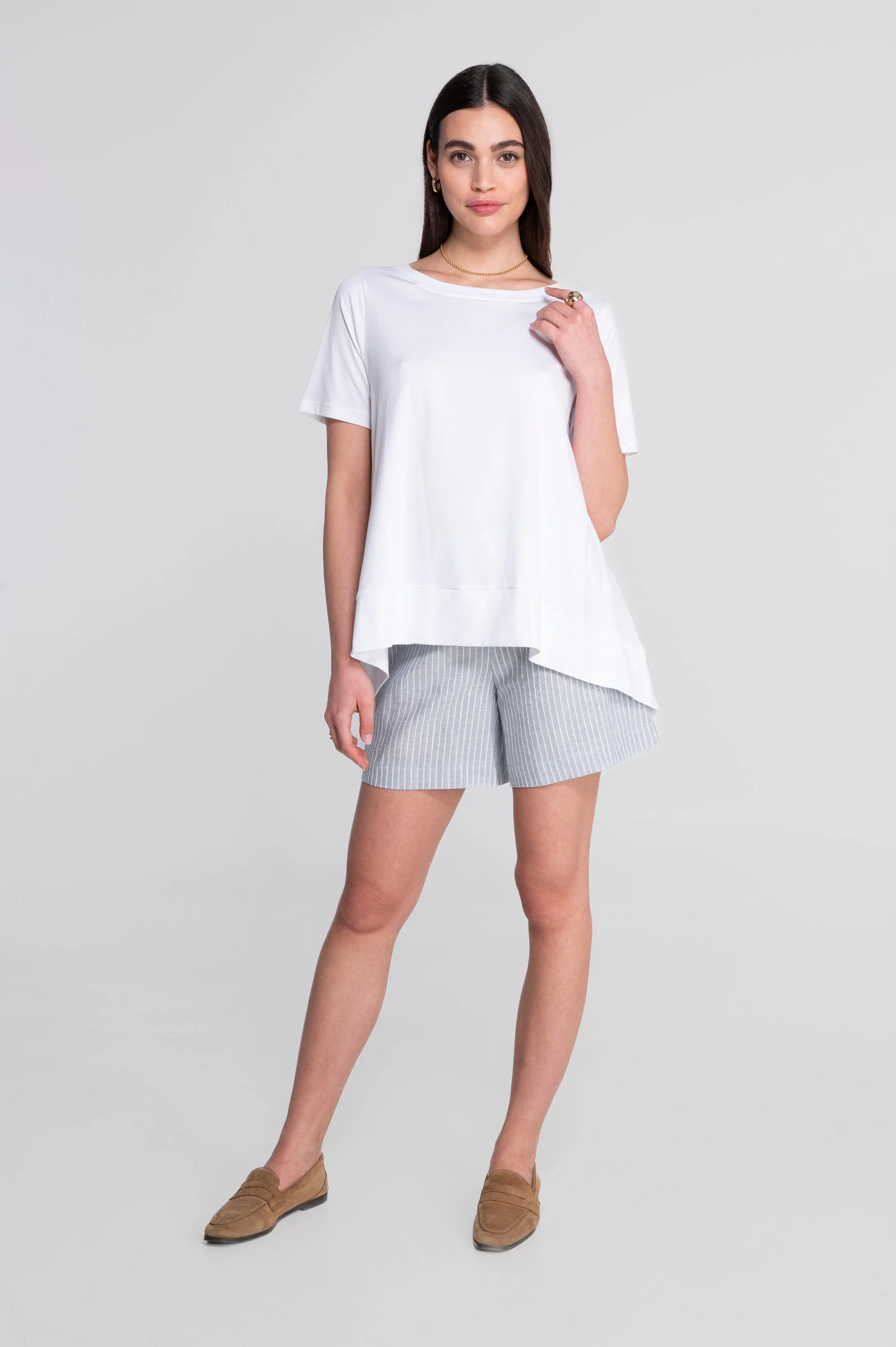 Round neck flared T-shirt in jersey cotton 403 - Image 10
