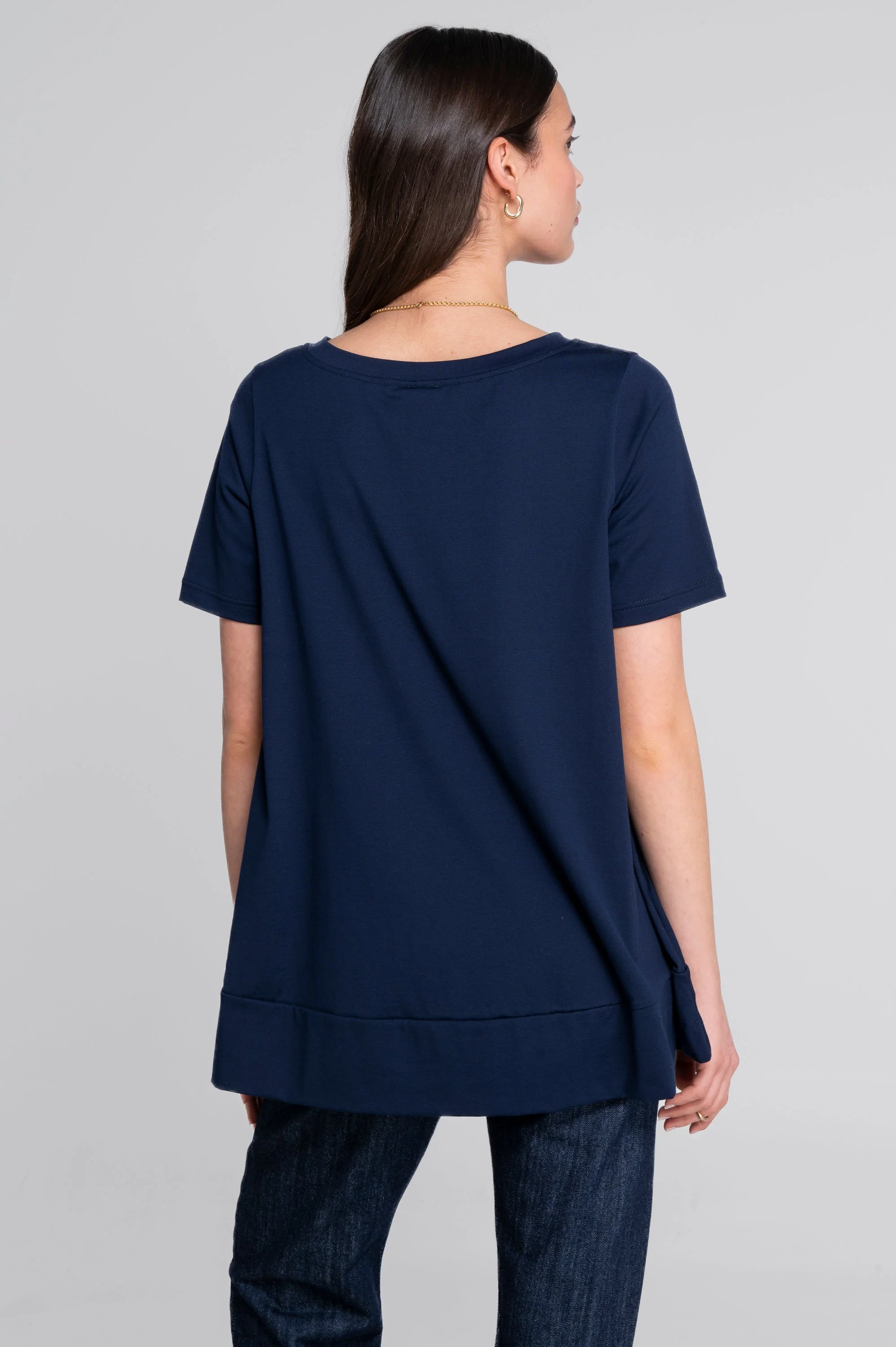 Round neck flared T-shirt in jersey cotton 403 - Image 18