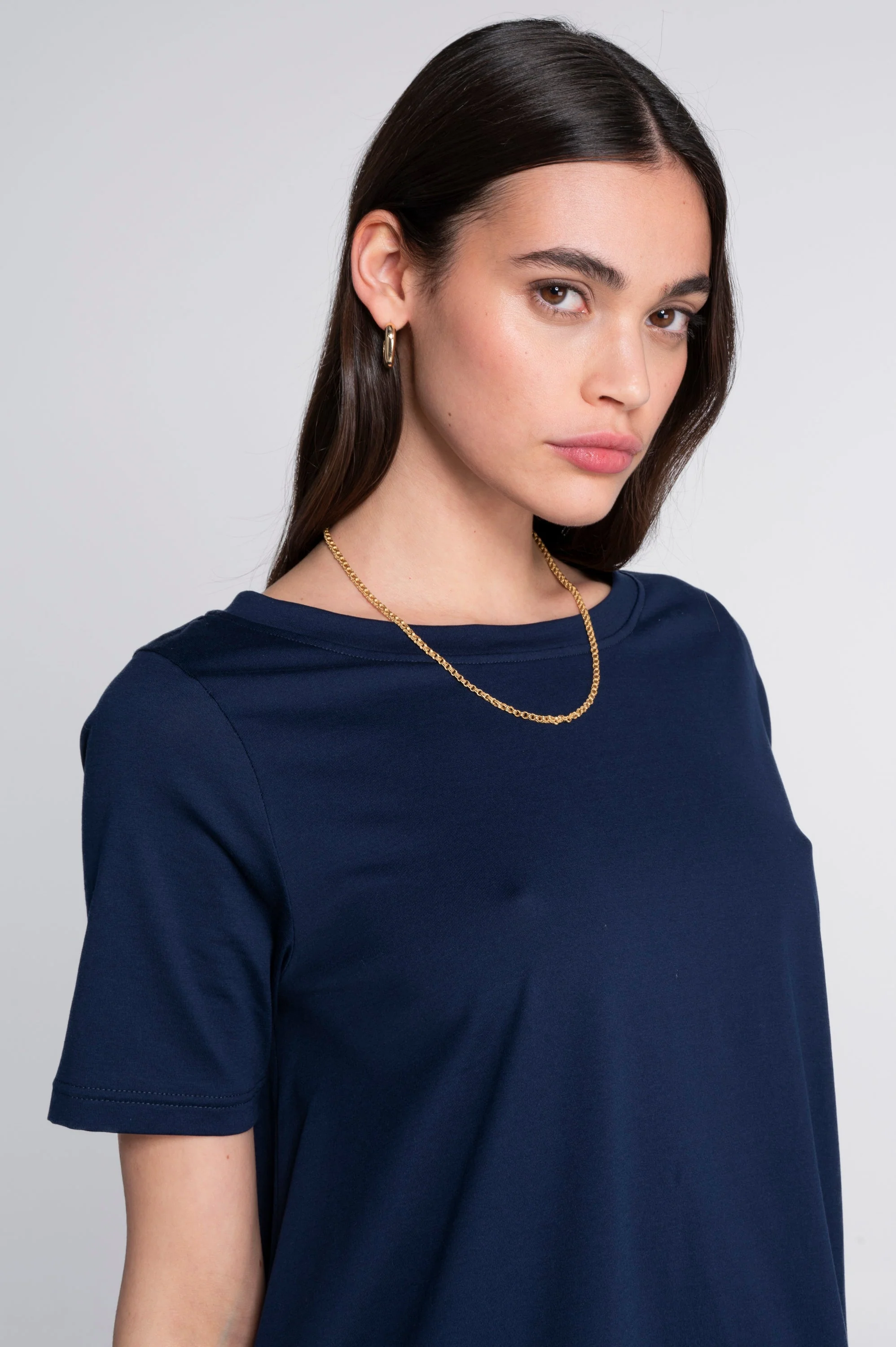 Round neck flared T-shirt in jersey cotton 403 - Image 19