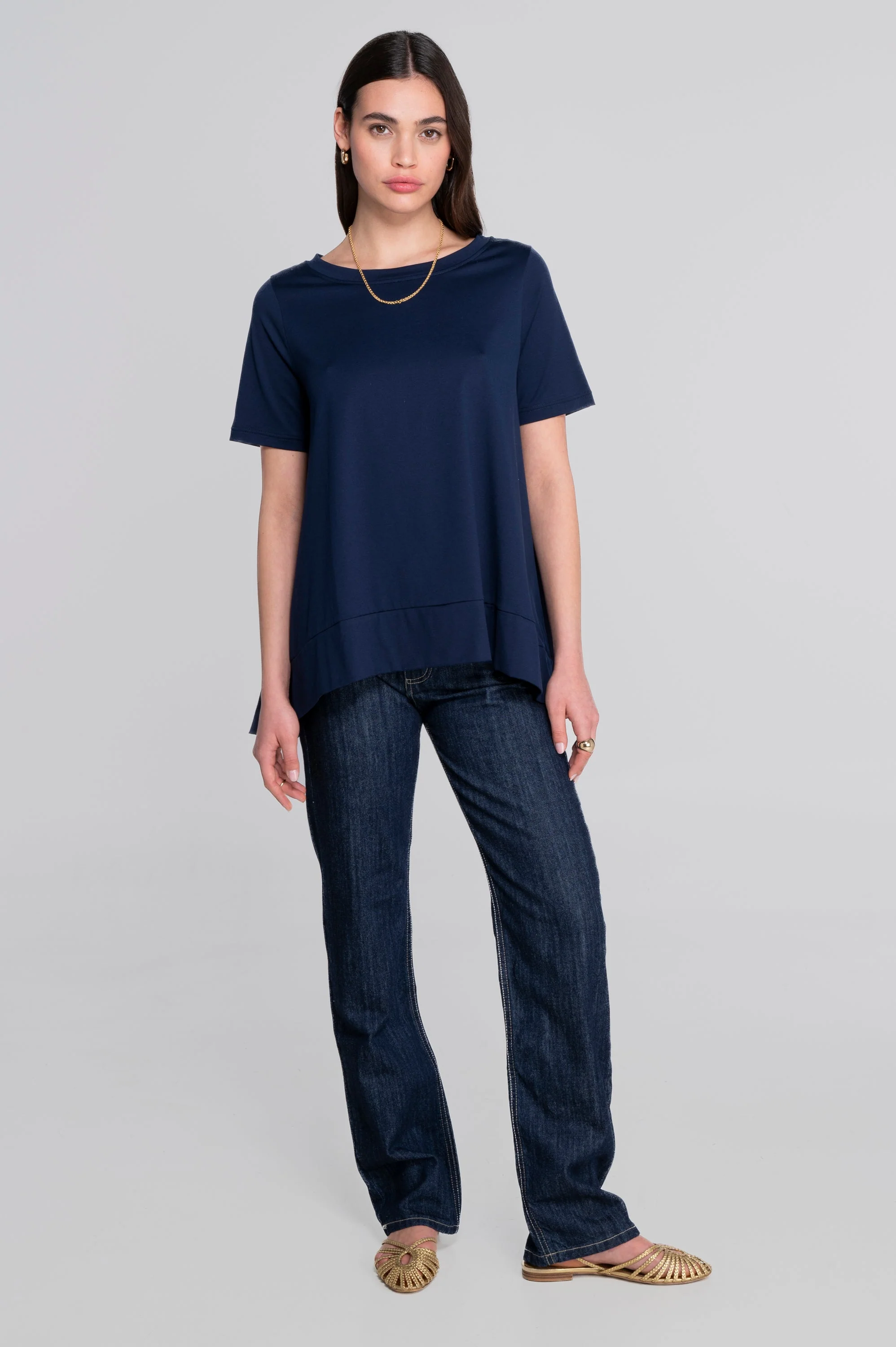 Round neck flared T-shirt in jersey cotton 403 - Image 20
