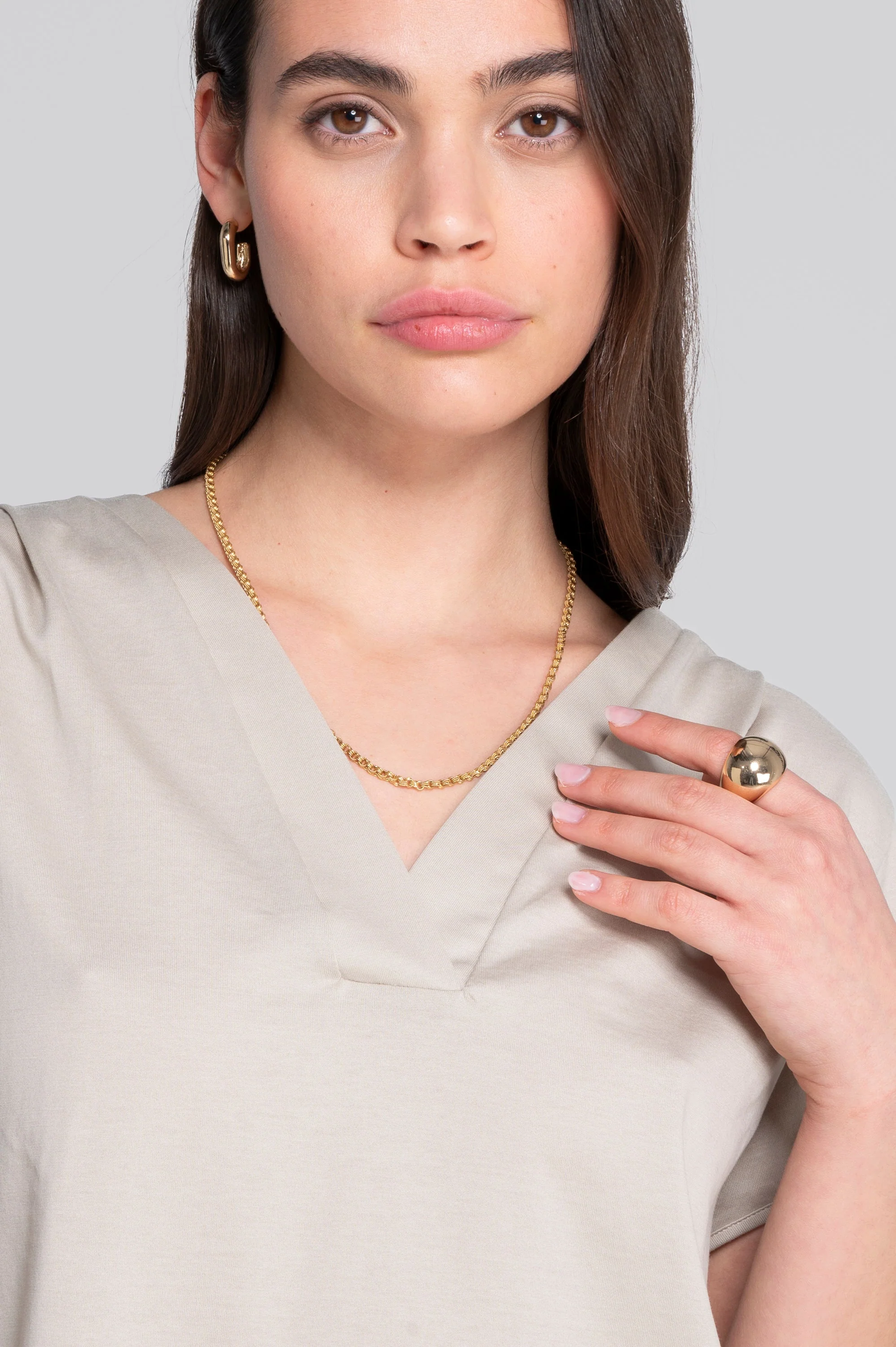 V neck flared T-shirt in jersey cotton 407 - Image 14