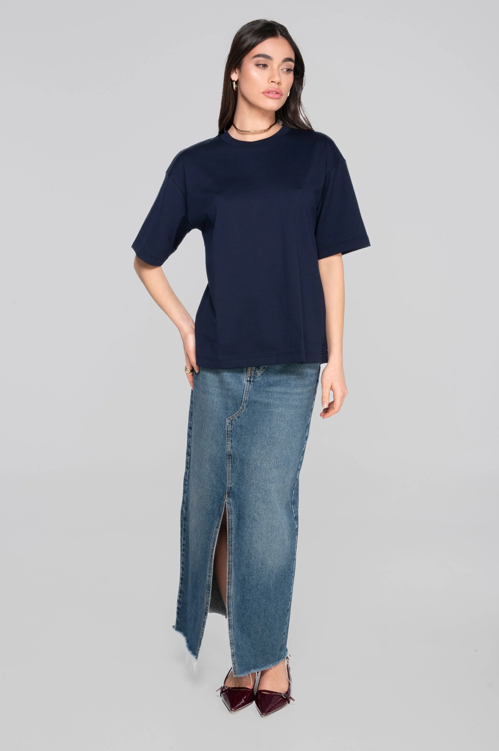 Round neck T-shirt in heavyweight jersey cotton 7571 - Image 4