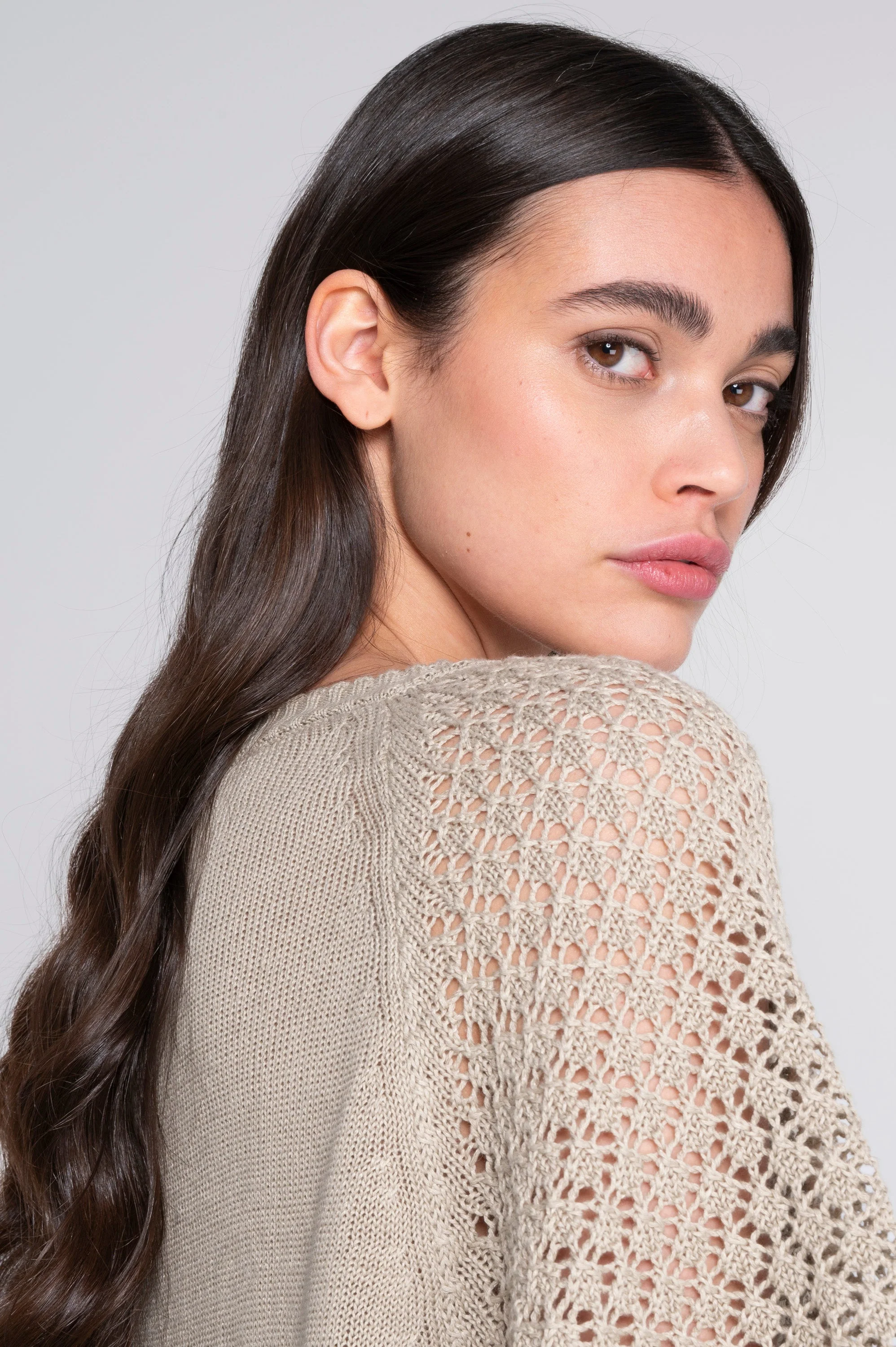 Cotton tricot blouse with batwing raglan sleeves 7574 - Image 4
