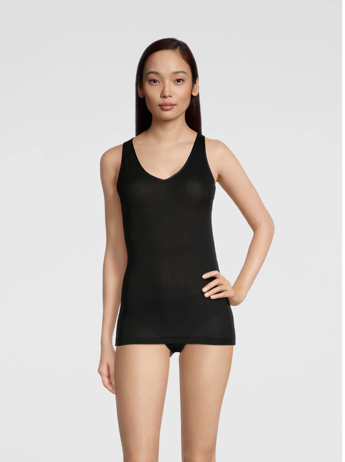 Filoscozia V neck Tank Top satin trimming 542 - Image 4